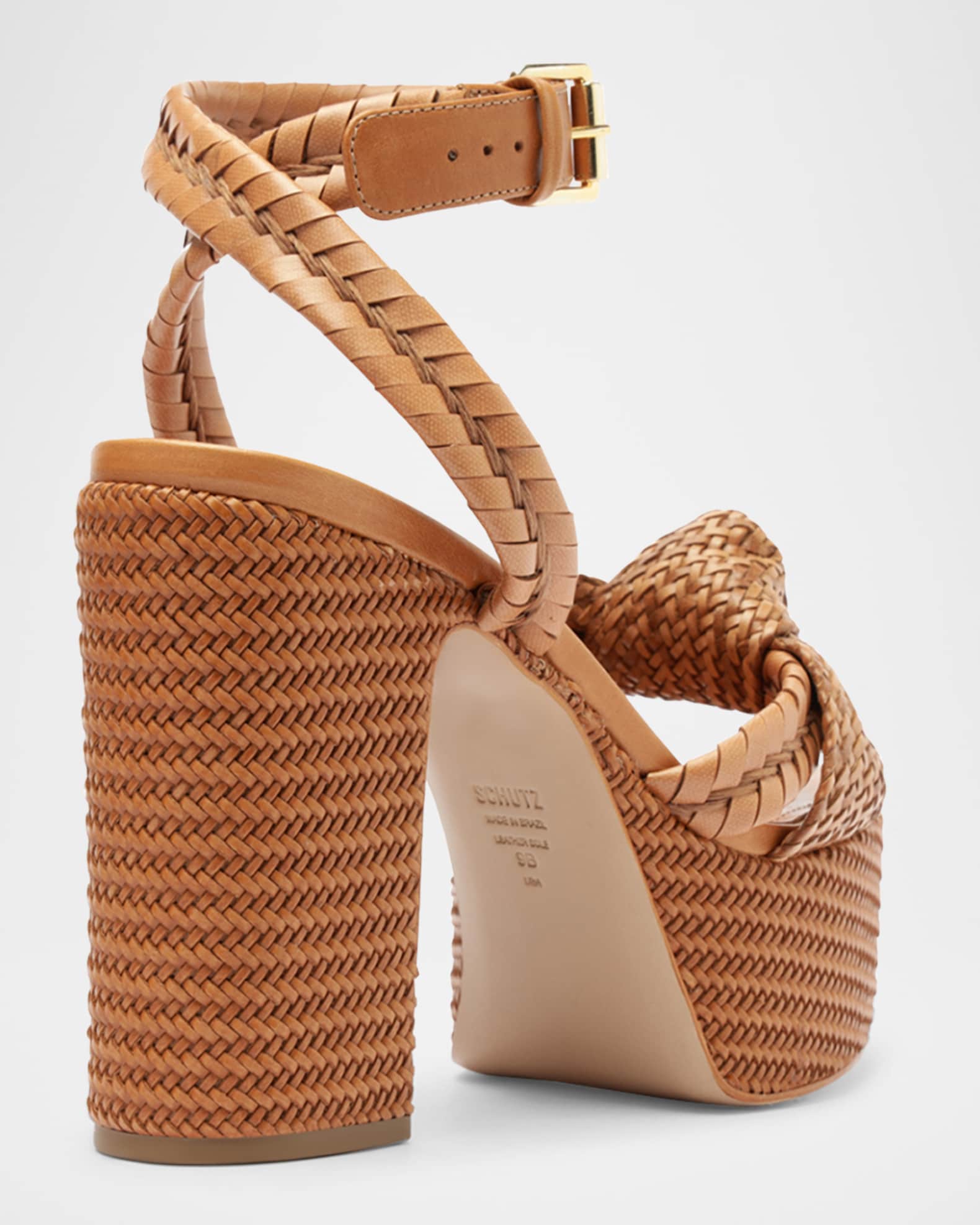 ★韓国人気★Archivepke★Knotted sandal Schutz Khari Knotted Leather Ankle-Strap Platform Sandals