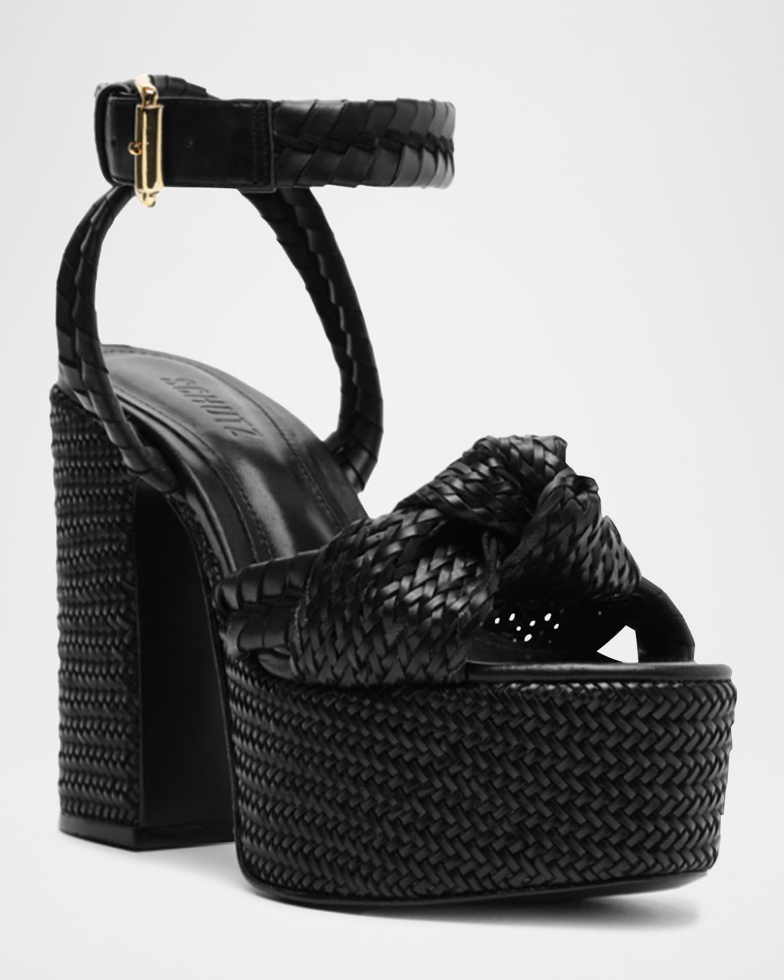 Khari Knotted Leather Ankle-Strap Platform Sandals 1