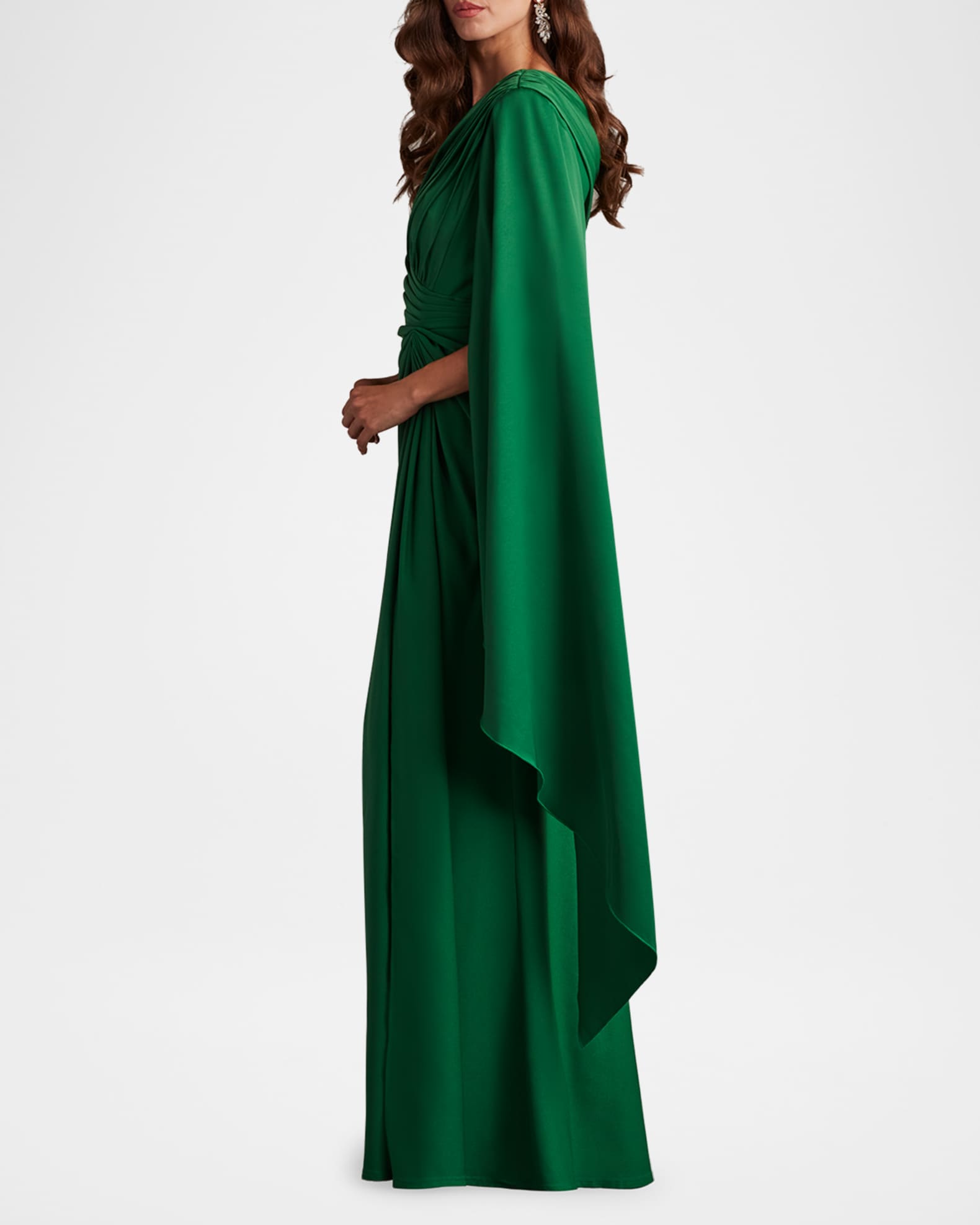 Tadashi Shoji One-Shoulder Draped Crepe Gown | Neiman Marcus