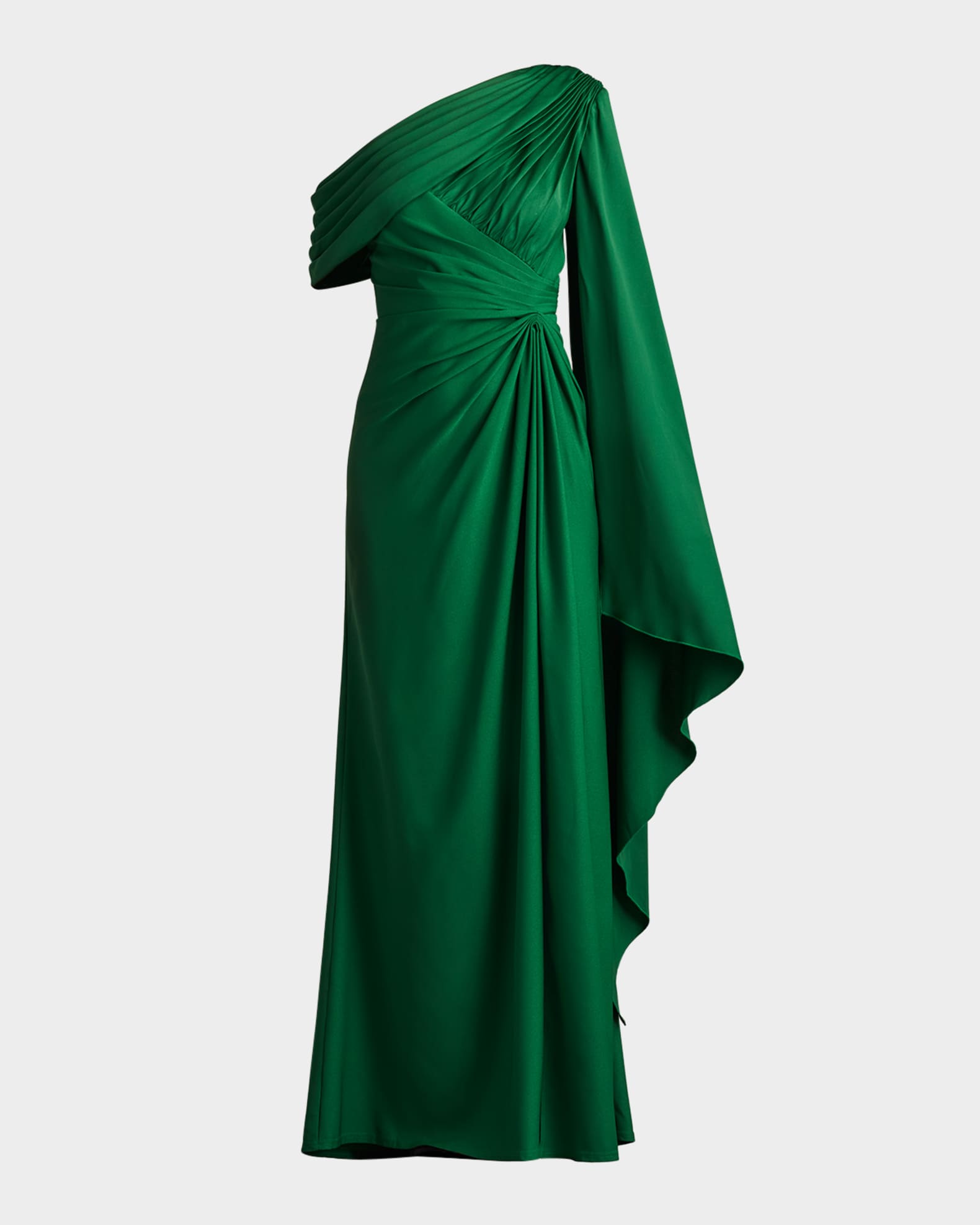 Tadashi Shoji One-Shoulder Draped Crepe Gown | Neiman Marcus