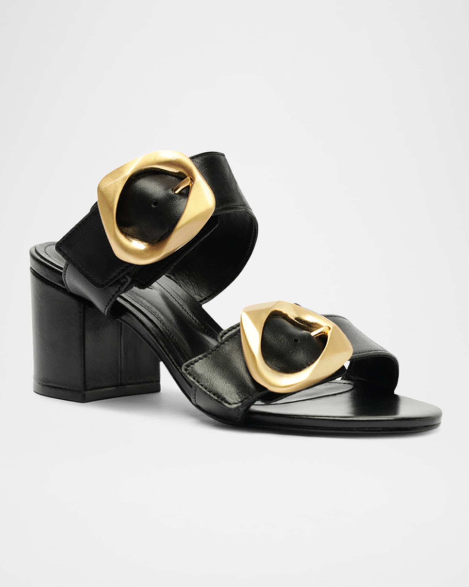 Olga Leather Buckle Slide Sandals 1