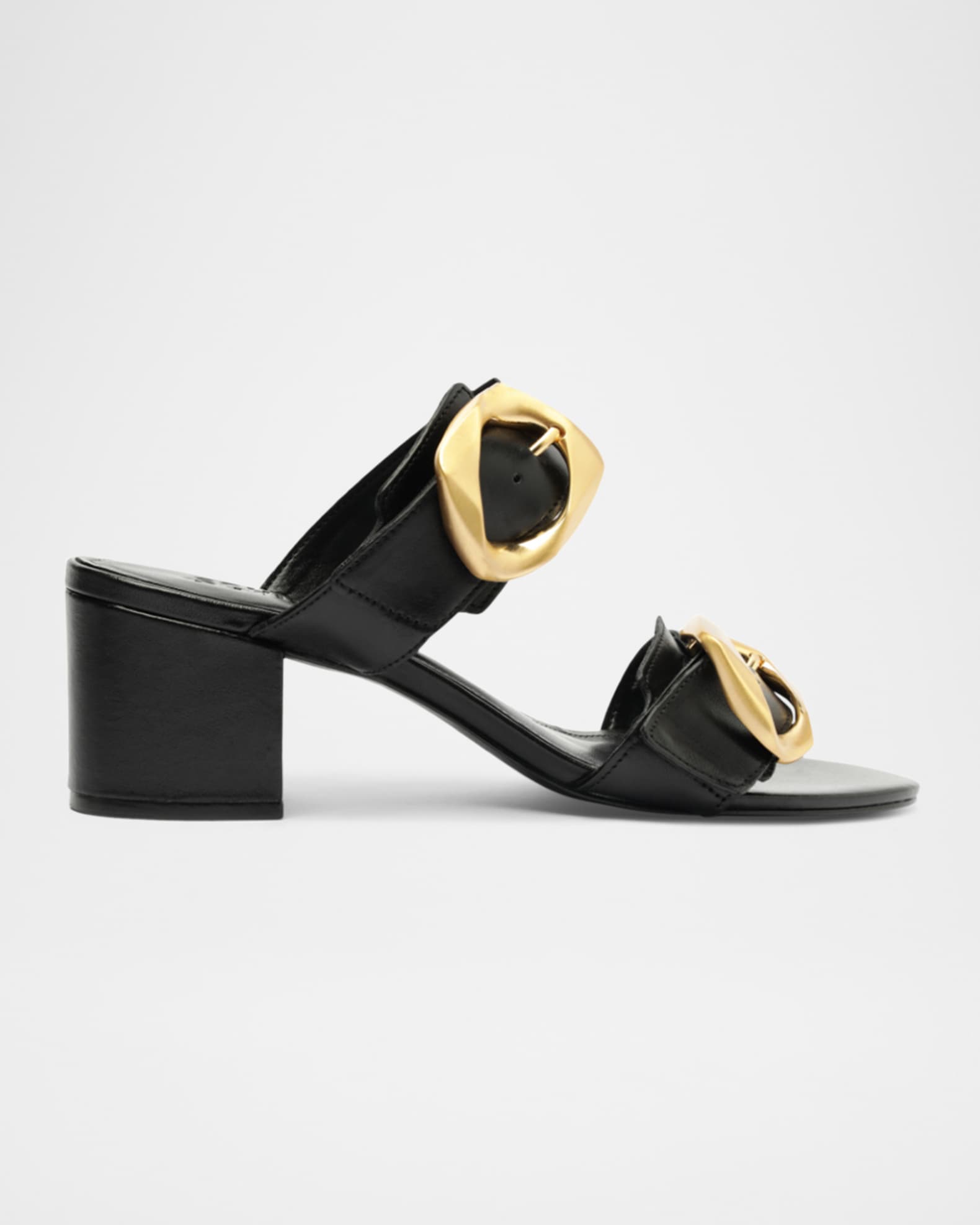 Olga Leather Buckle Slide Sandals 0