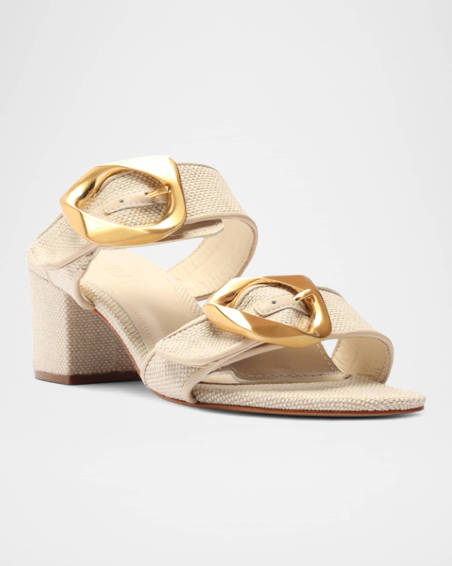 Olga Linen Buckle Slide Sandals 1