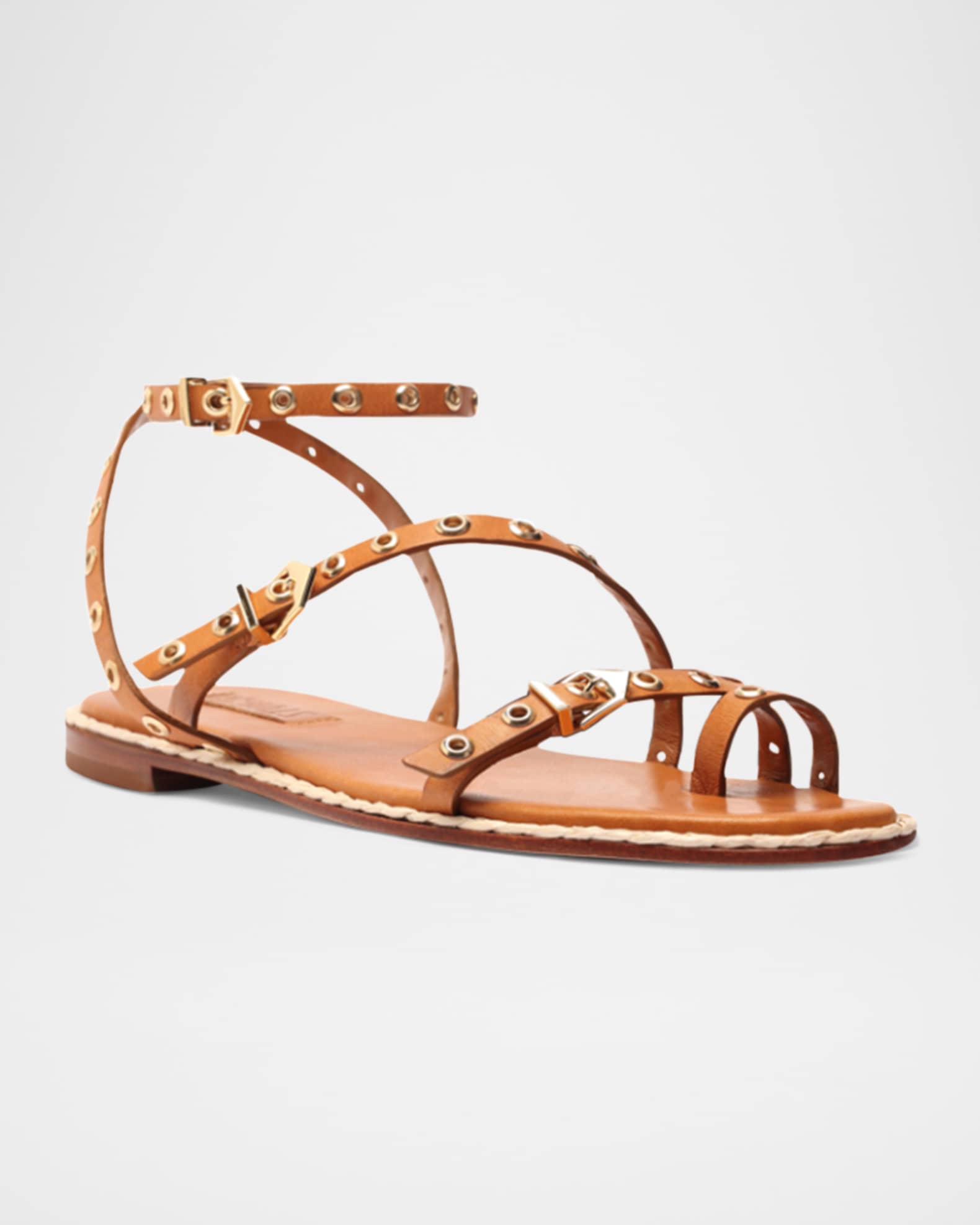Annette Grommet Buckles Flat Sandals 1