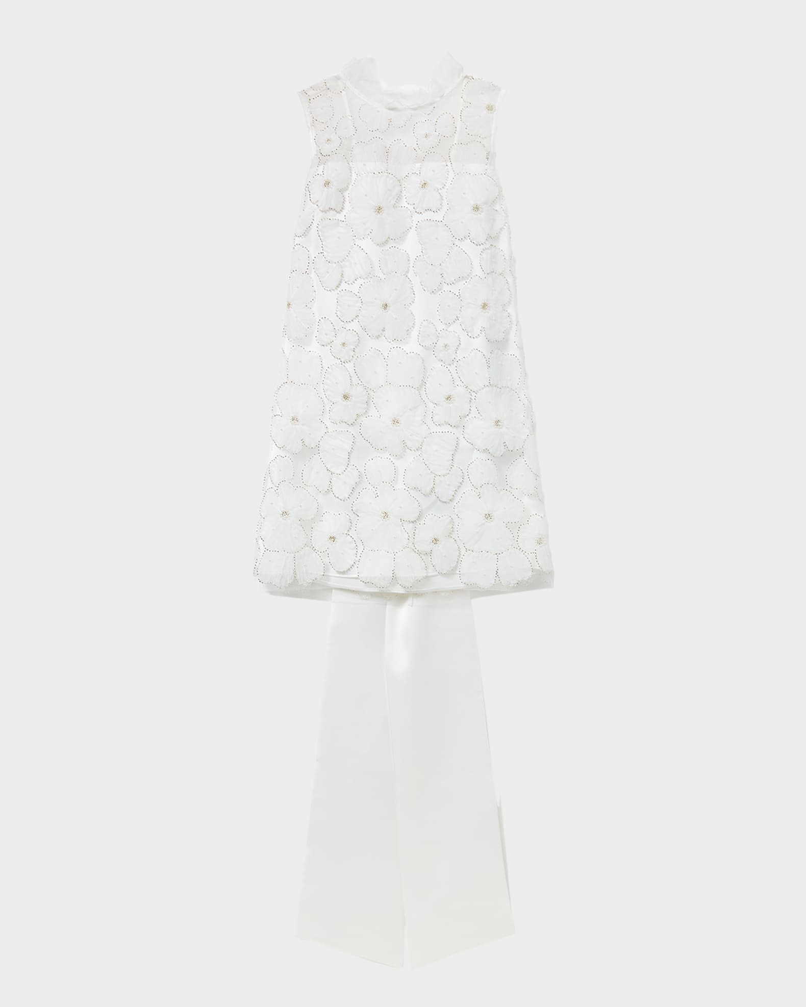 Embellished Tulle Satin Bow Mini Dress 0