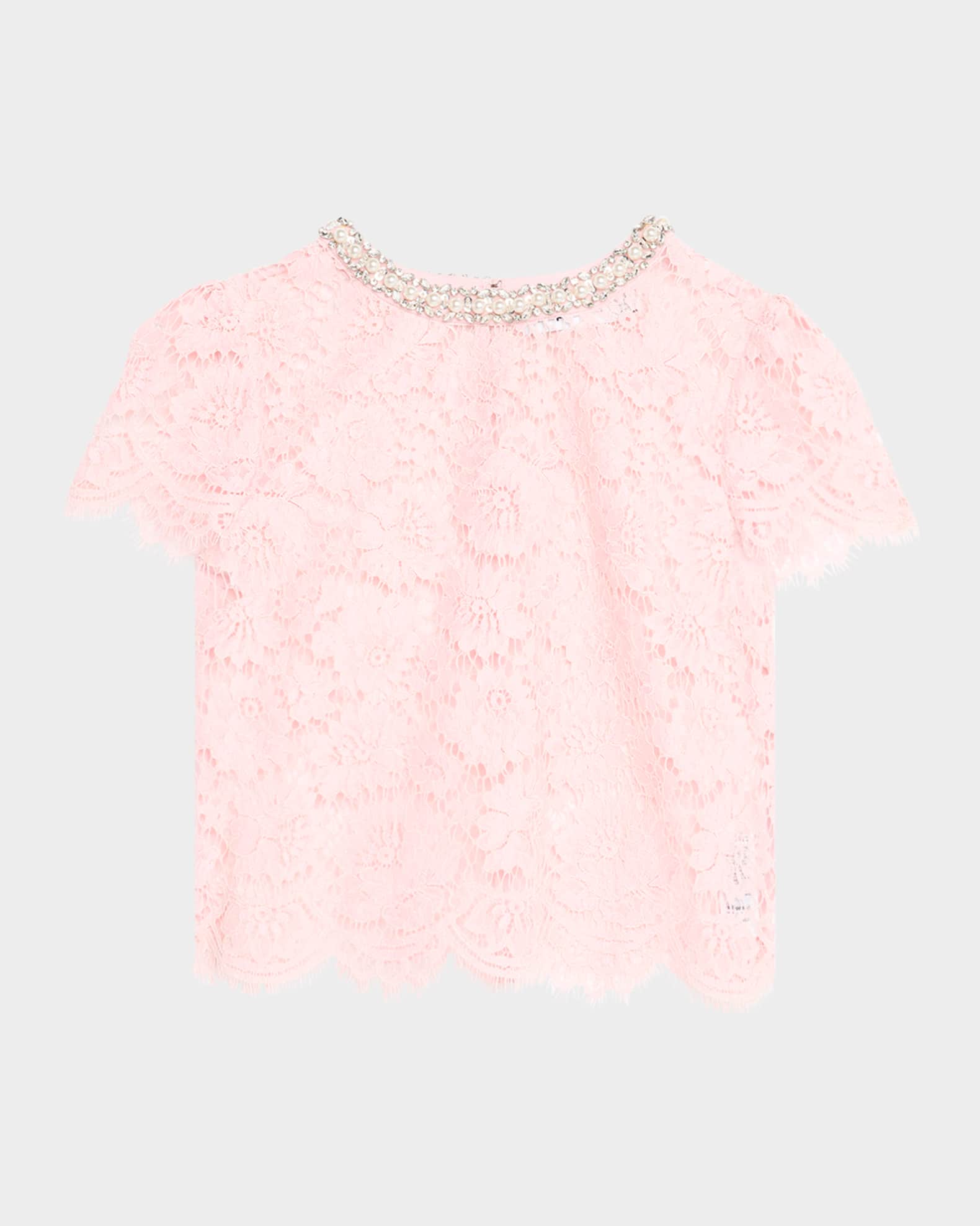 Embellished Sheer Lace Top 0