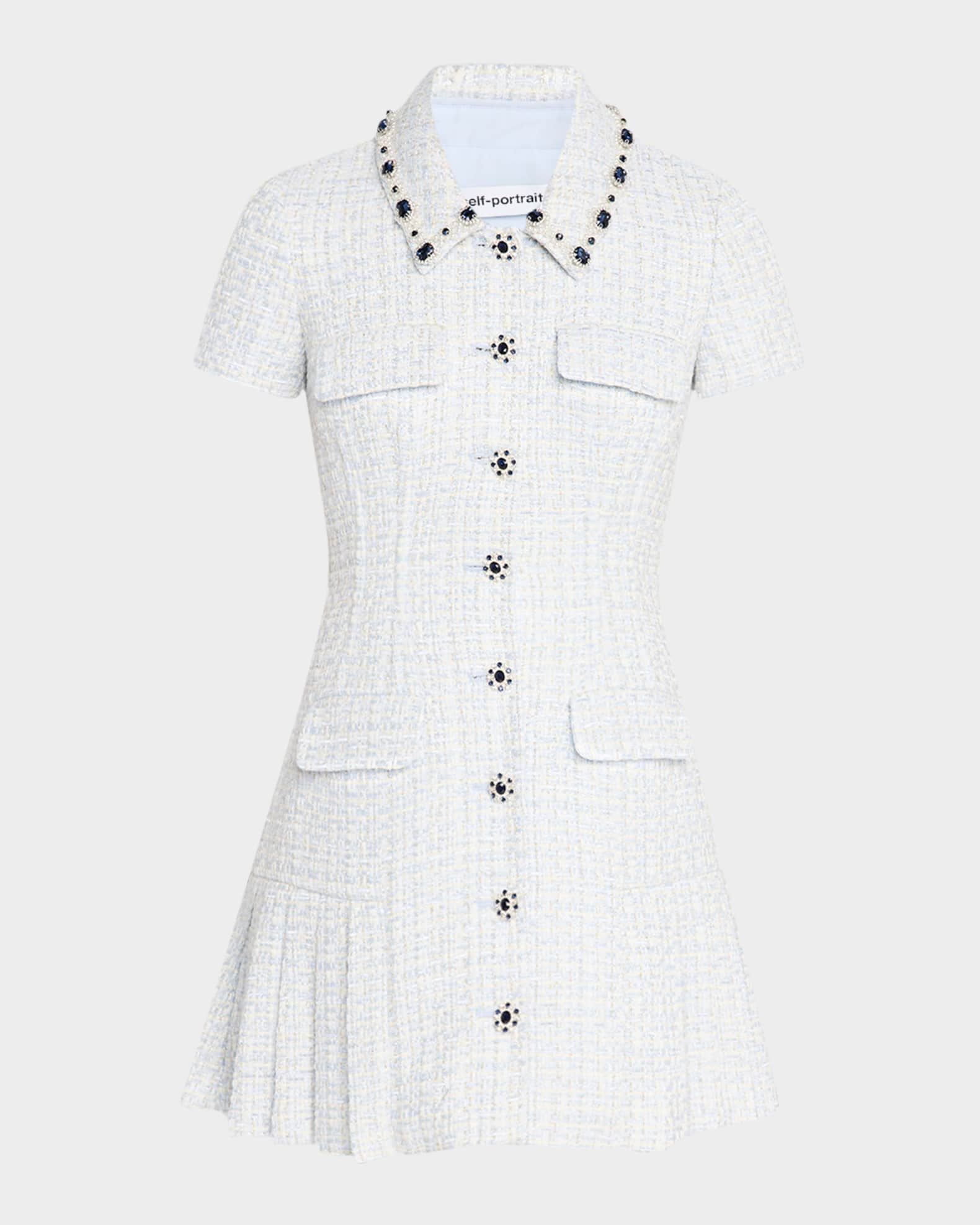 Embellished Boucle Mini Dress 0