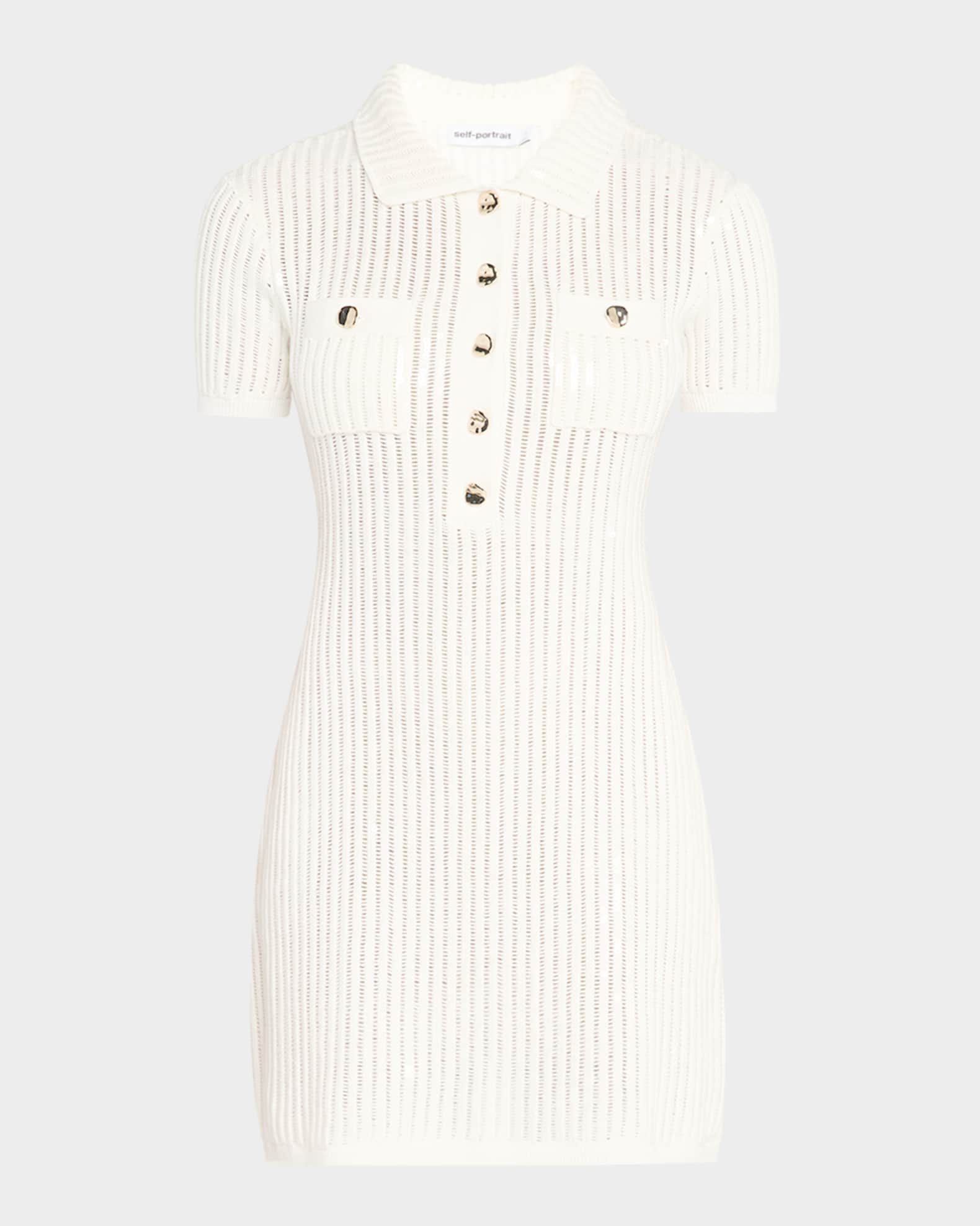 Sequined Crochet Mini Dress 0