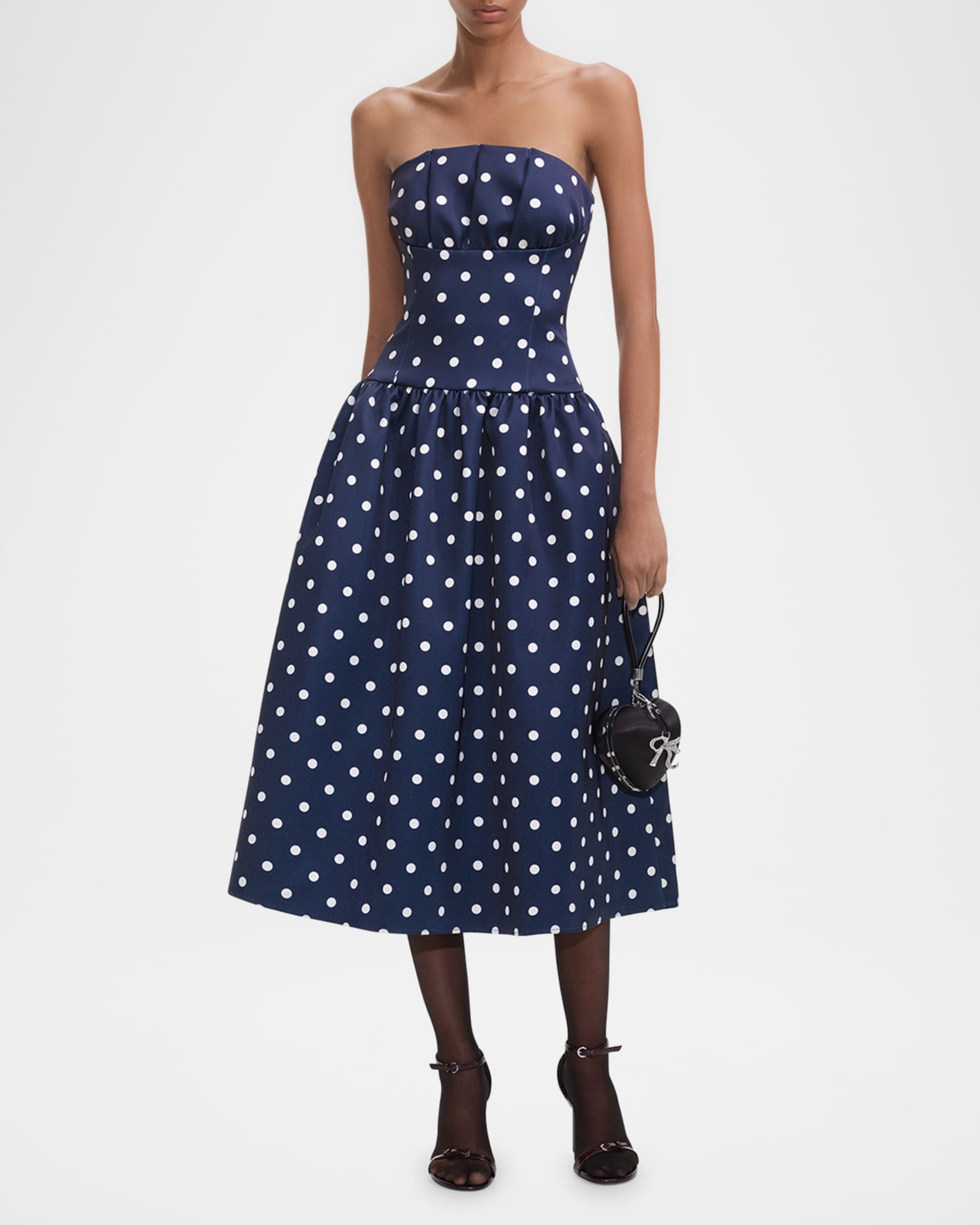 Polka Dot Satin Midi Dress 1