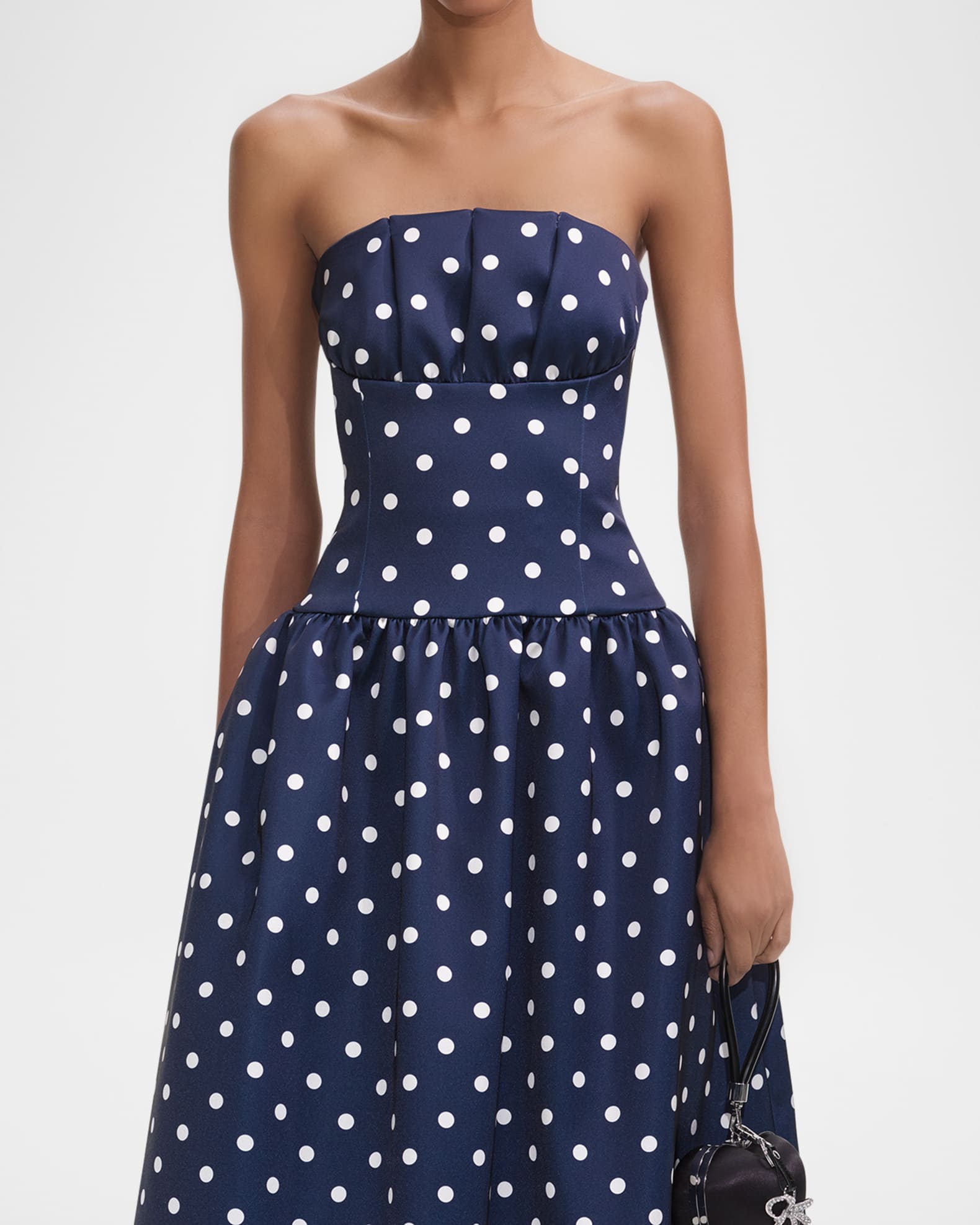Self-Portrait Polka Dot Satin Midi Dress | Neiman Marcus