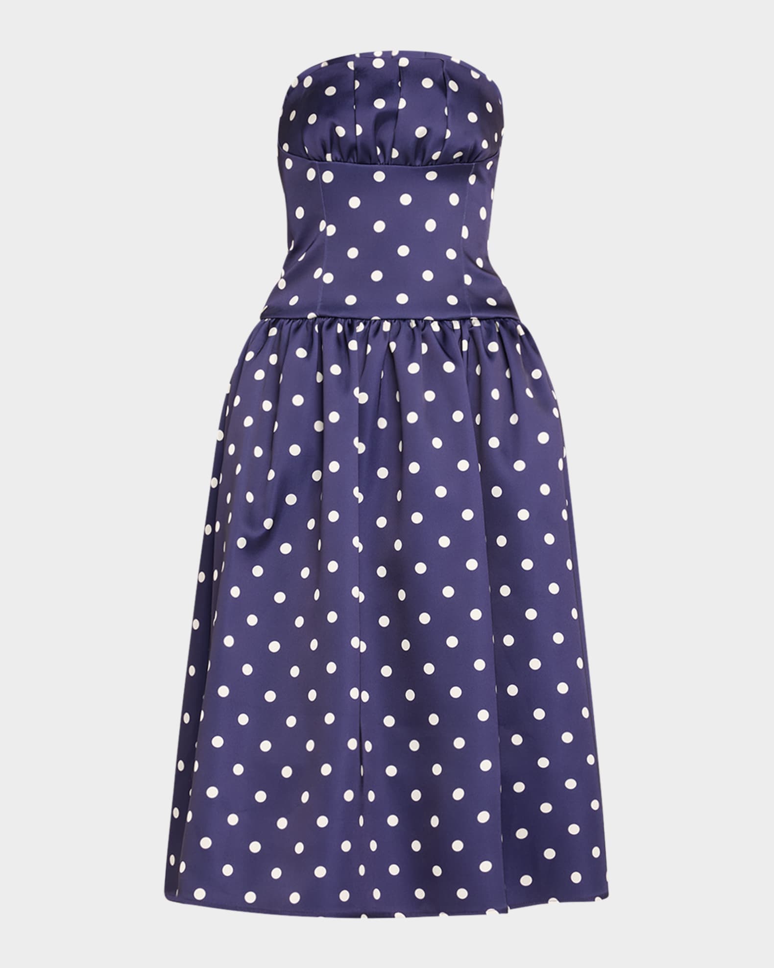 Polka Dot Satin Midi Dress 0