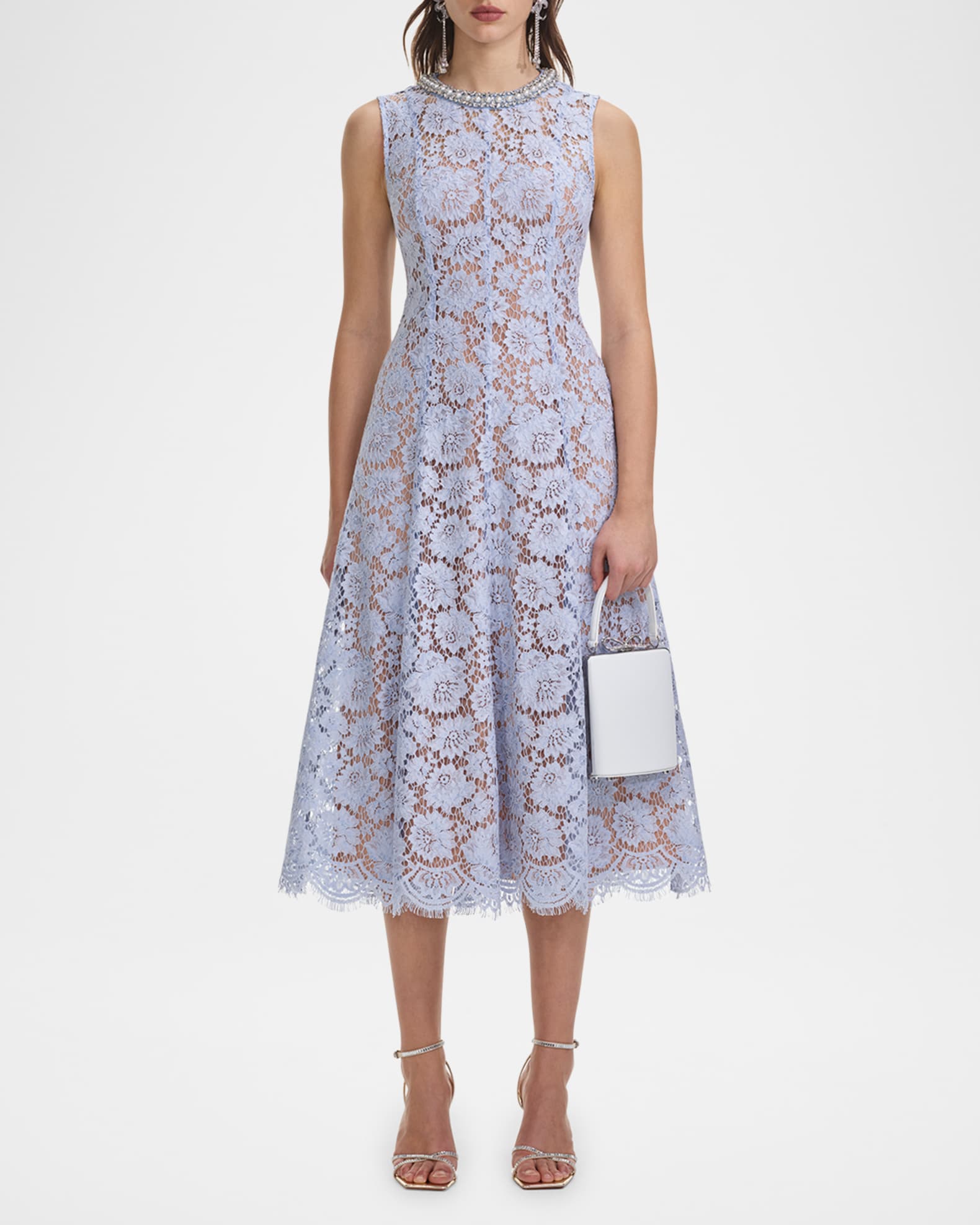 Embellished Fine Lace Midi Dress 1