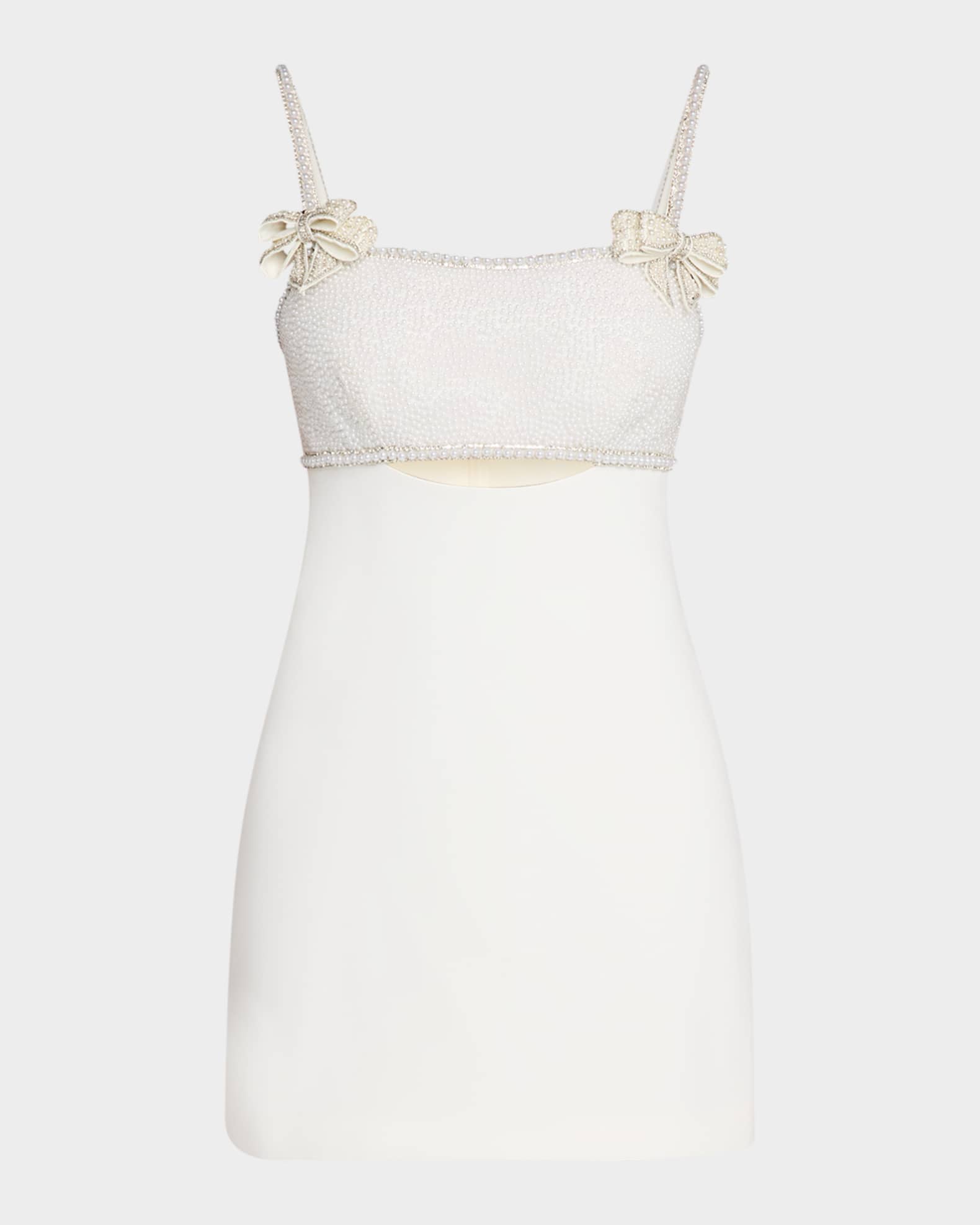 Embellished Bow Mini Dress 0