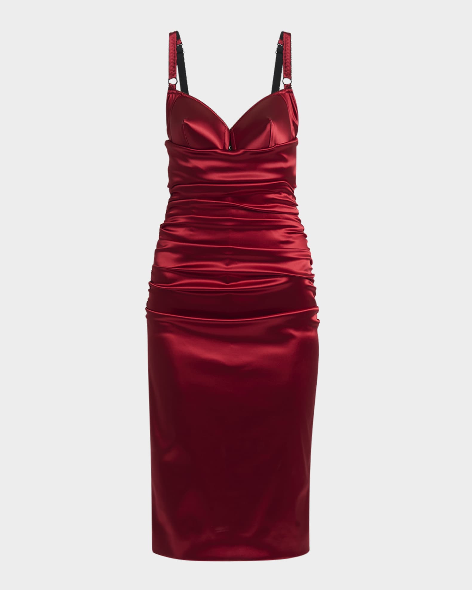 Raso Cone-Bustier Ruched Midi Dress 0