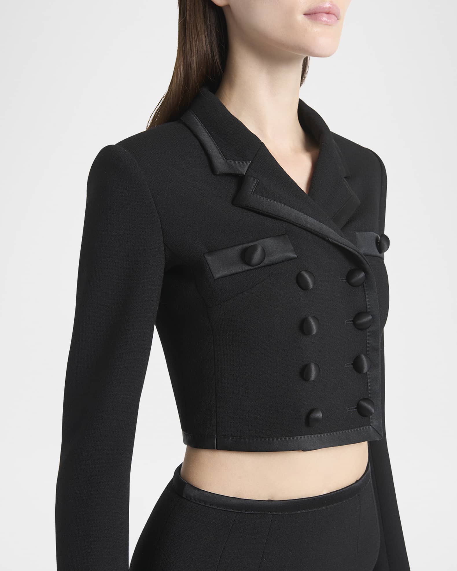 9475 Black Double-Breasted Crepe Jacket