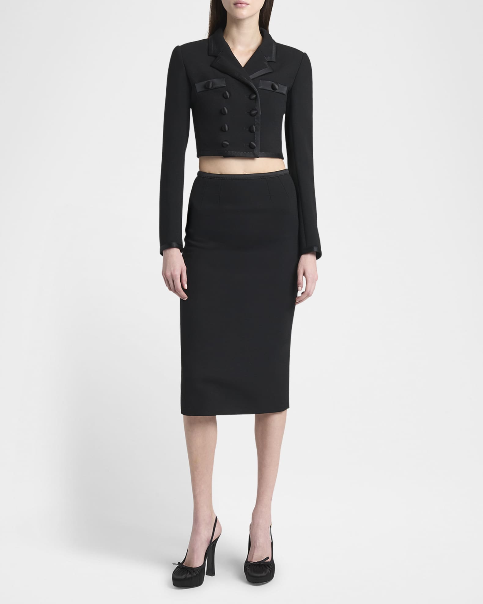 Stretch Crepe Straight Midi Skirt 1