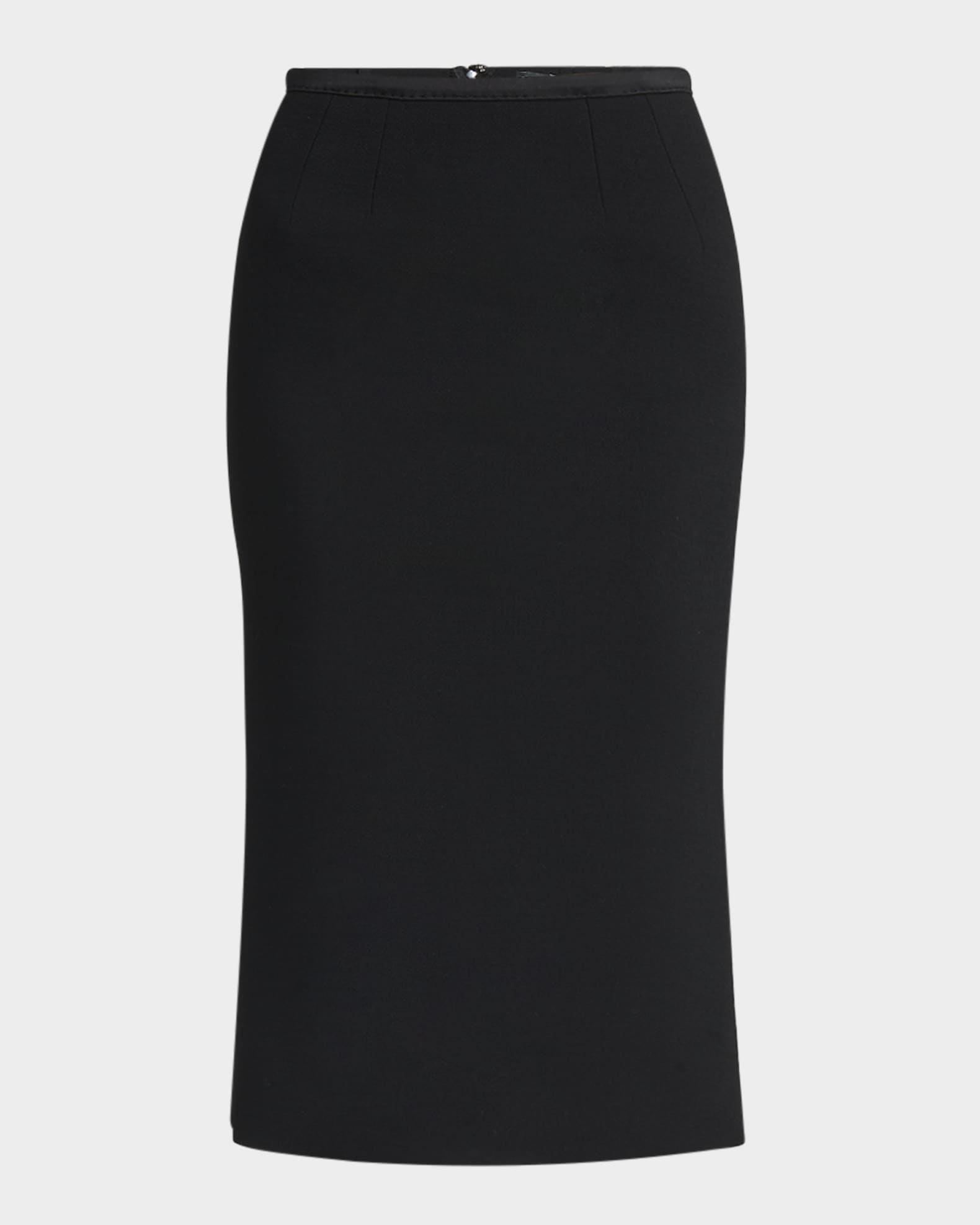 Stretch Crepe Straight Midi Skirt 0