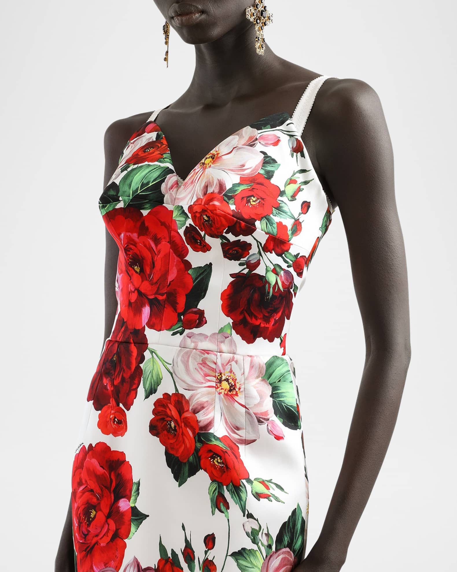 Dolce & Gabbana Pink Silk Stretch Strapless Sheath Midi Dress