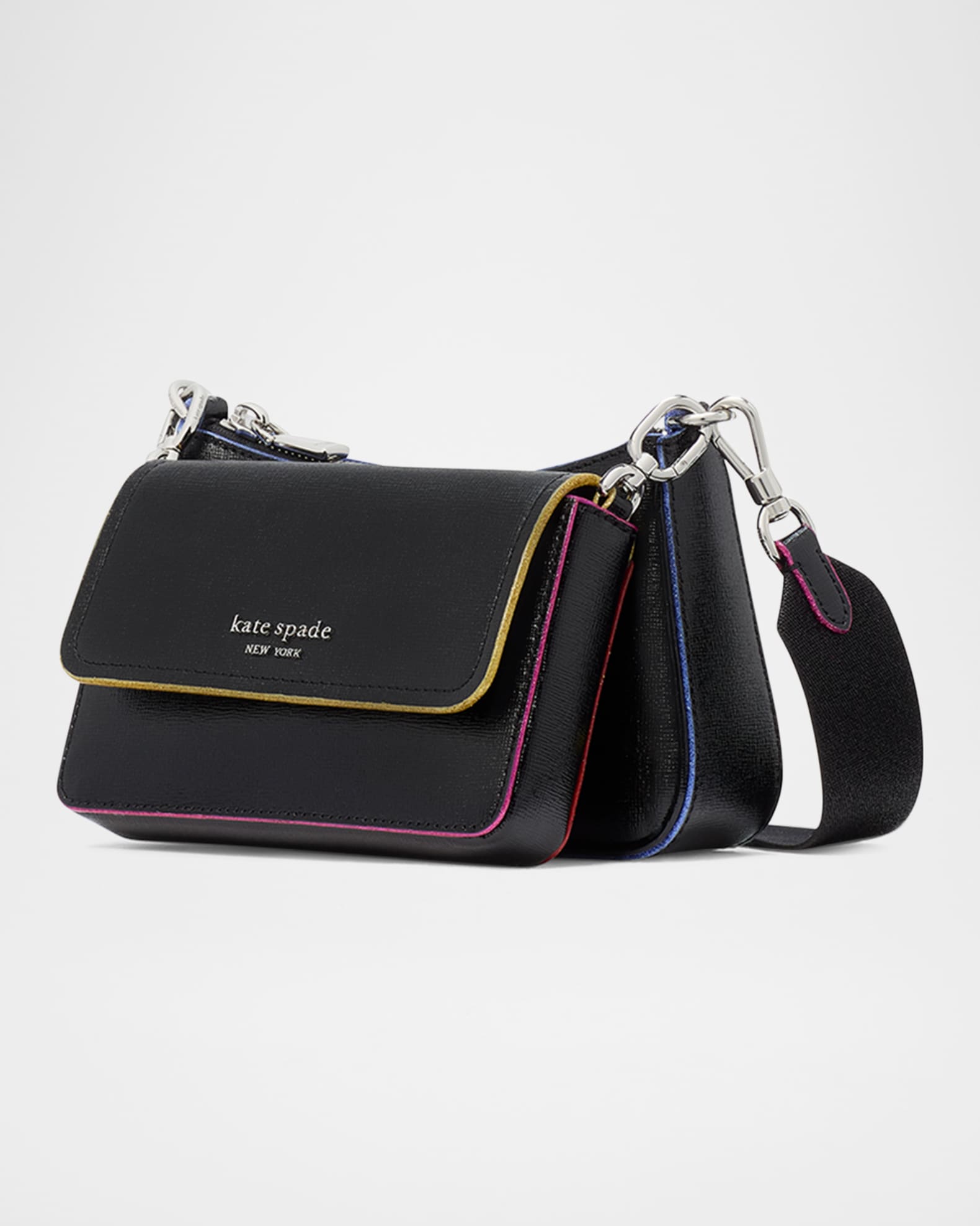 kate spade new york double up glitter patent leather crossbody bag Neiman Marcus