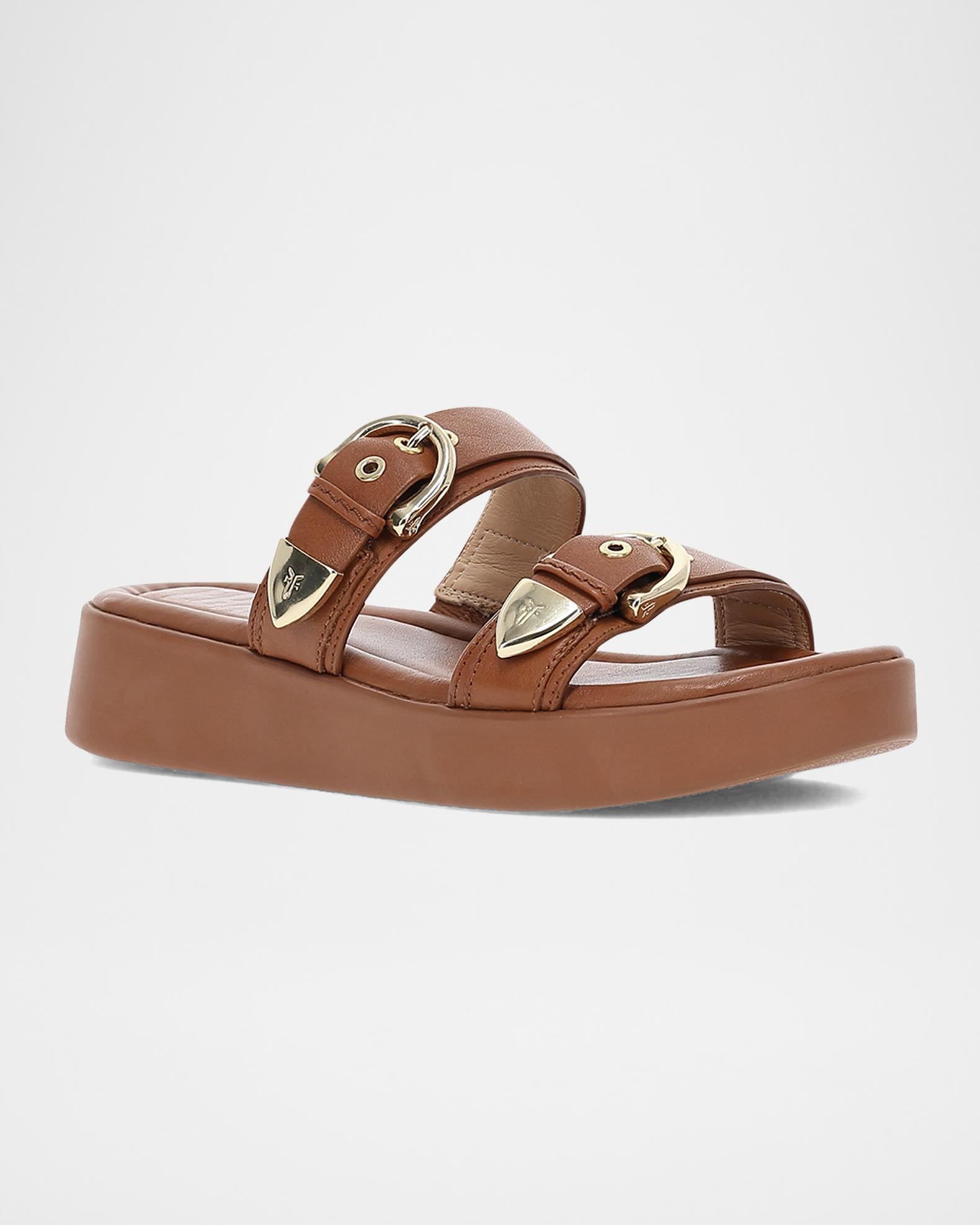 Frye Maya Double Buckle Slide Sandals | Neiman Marcus