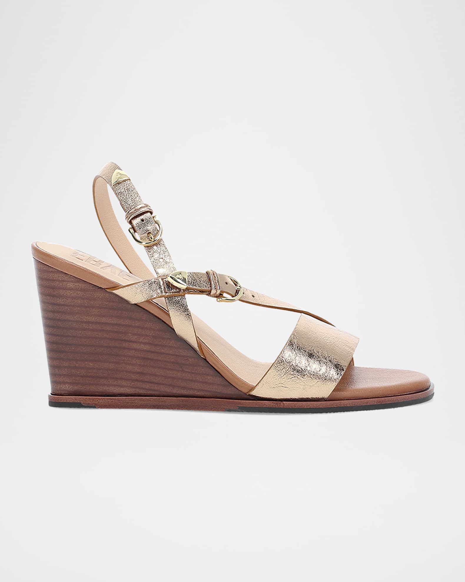 Rachel Metallic Buckle Wedge Sandals 0