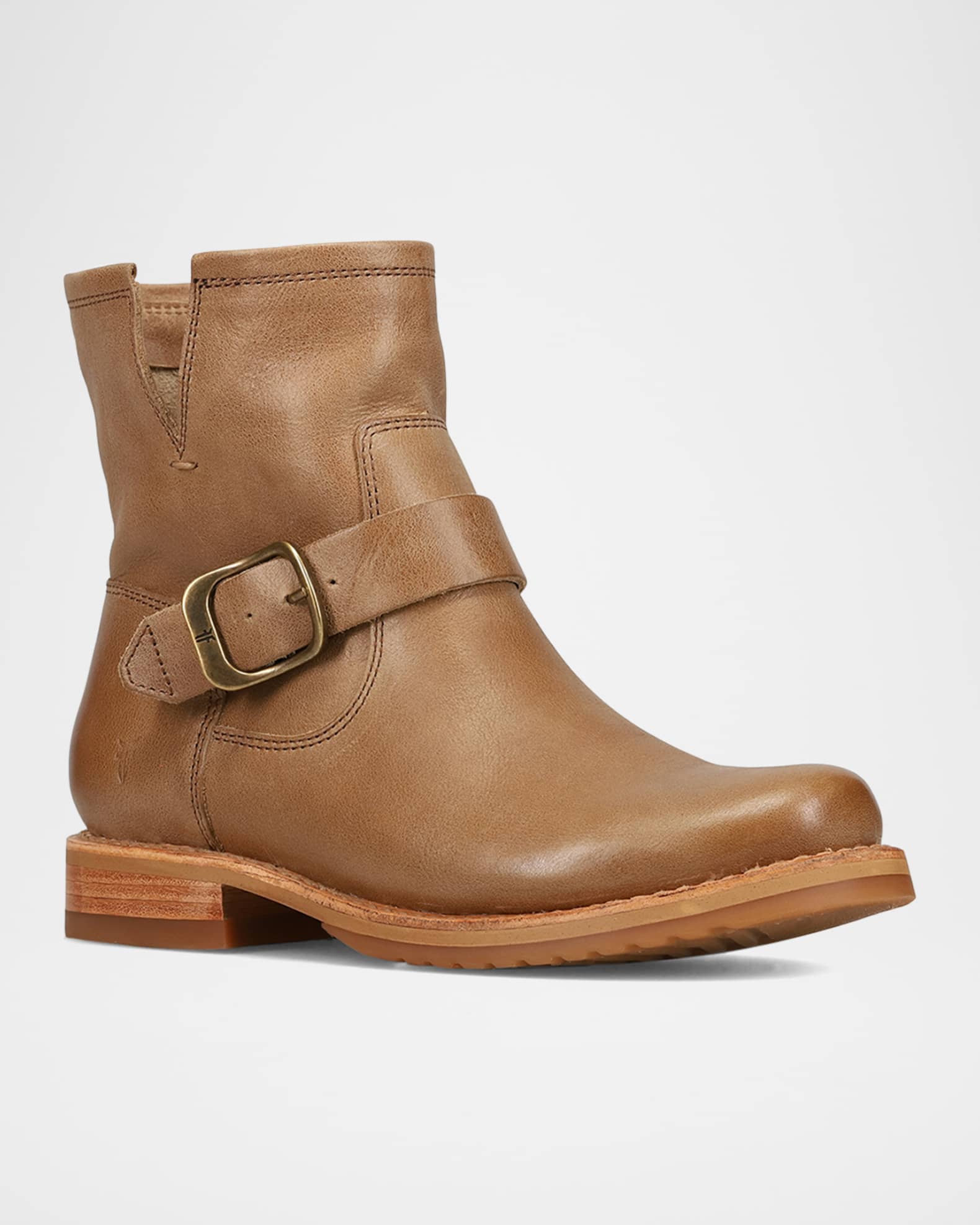 Veronica Flex Leather Buckle Moto Booties 1