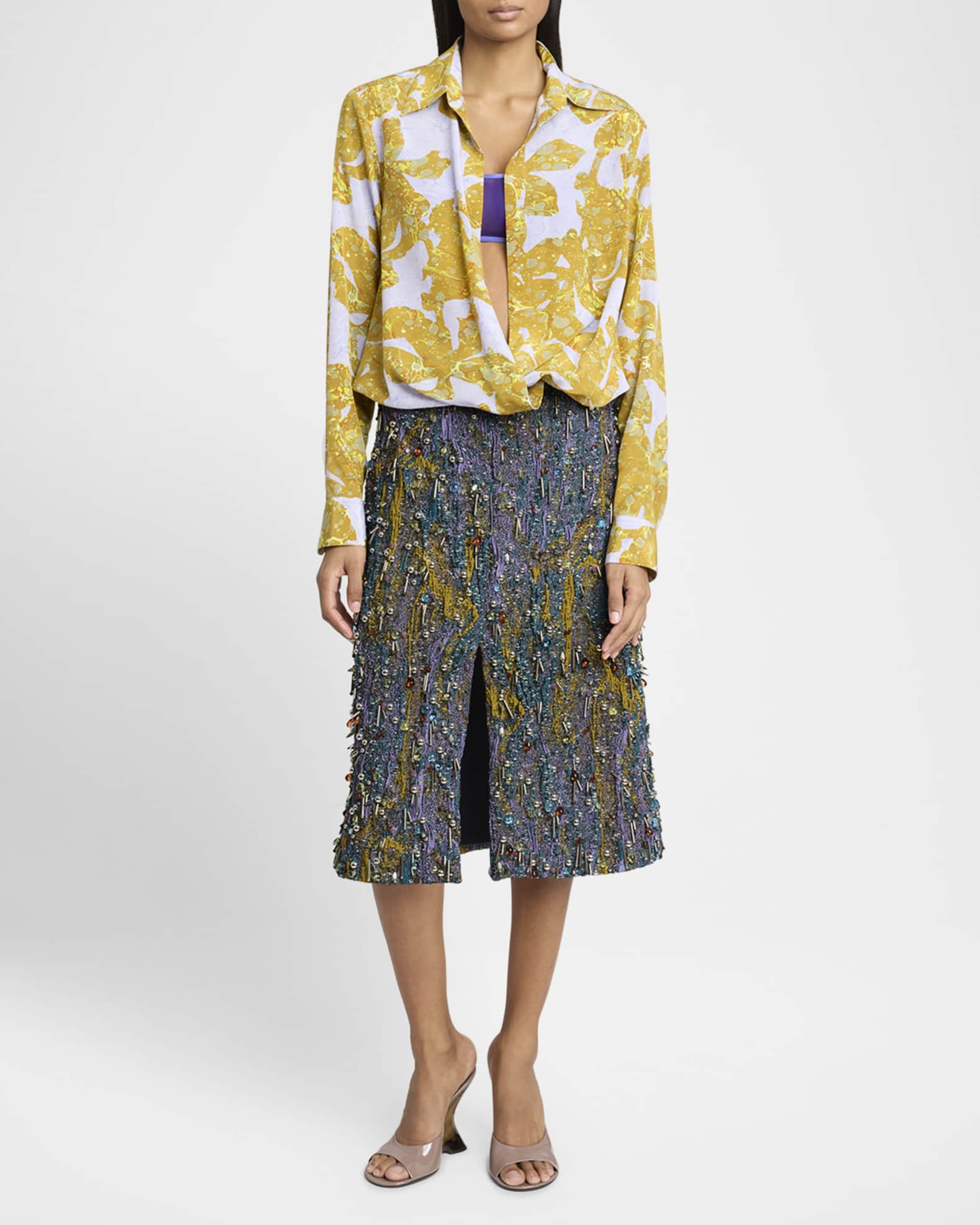 Cedal Collared Silk Wrap Shirt 1