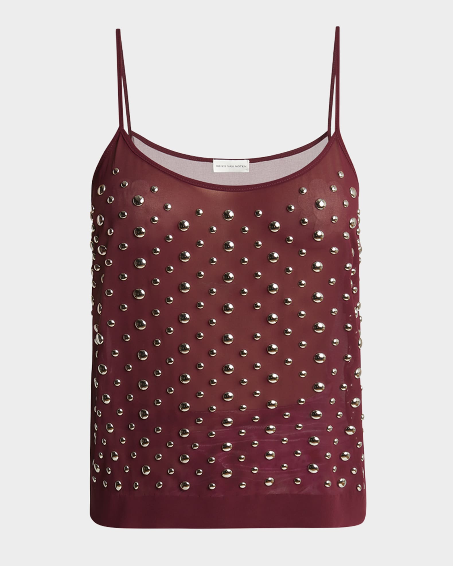 Dries Van Noten Calipso Studded Sheer Cami Top | Neiman Marcus Dries Van Noten Calipso Studded Sheer Cami Top | Neiman Marcus