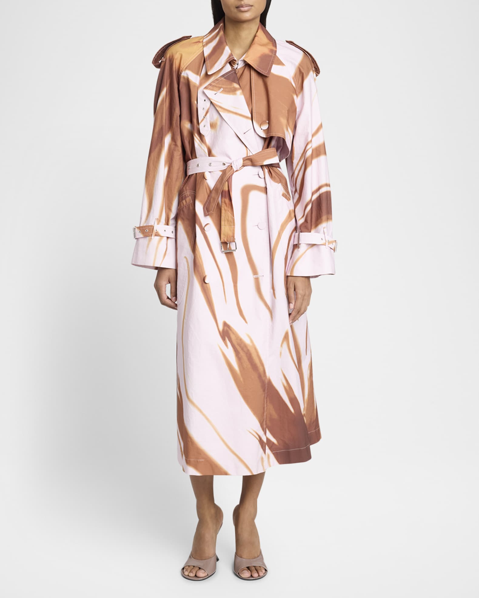 ワンピース DRIES VAN NOTEN RISTO PRINTED TRENCH COAT Dries Van Noten Risto Abstract-Print Belted Trench Coat