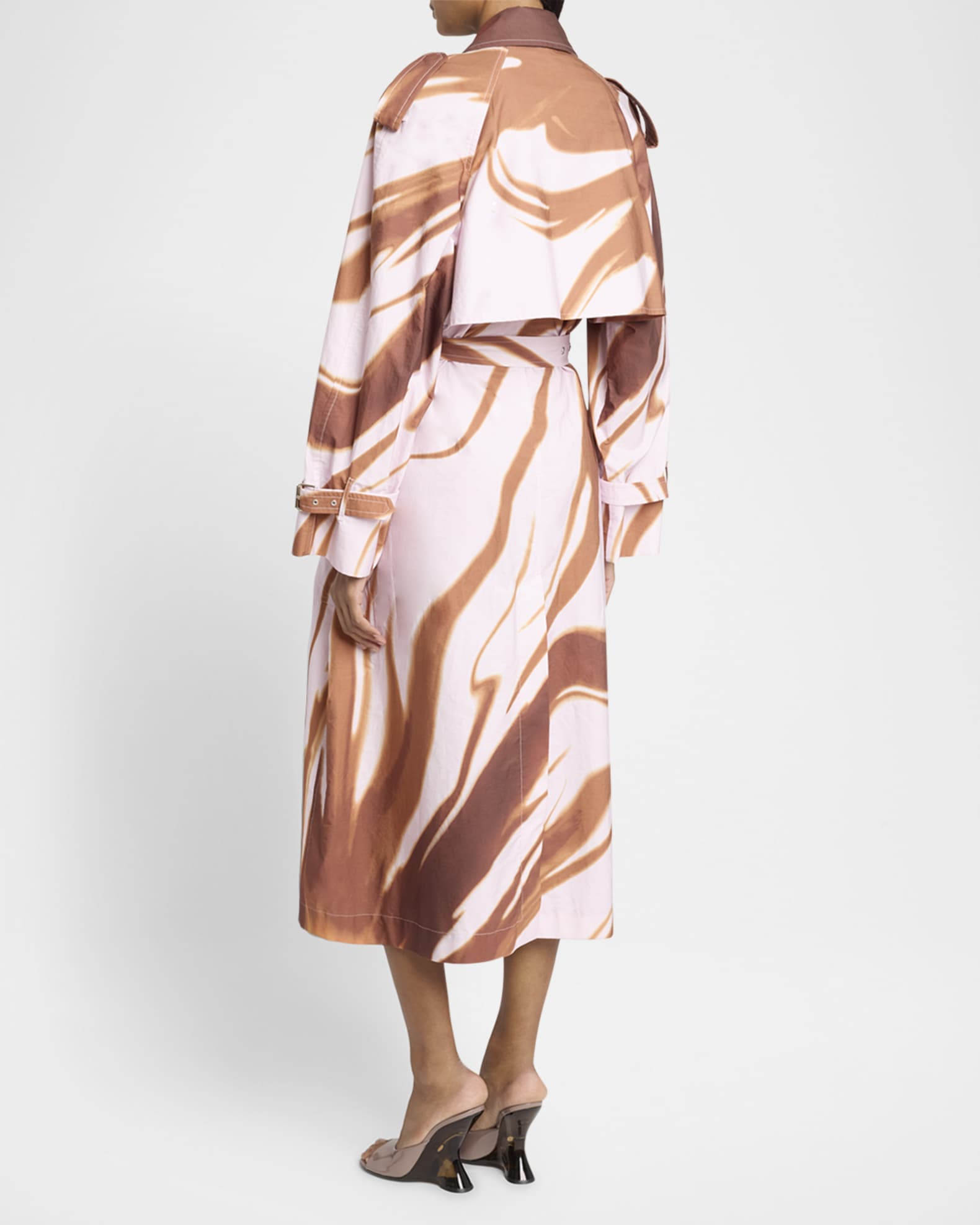 Dries Van Noten Risto Abstract-Print Belted Trench Coat | Neiman