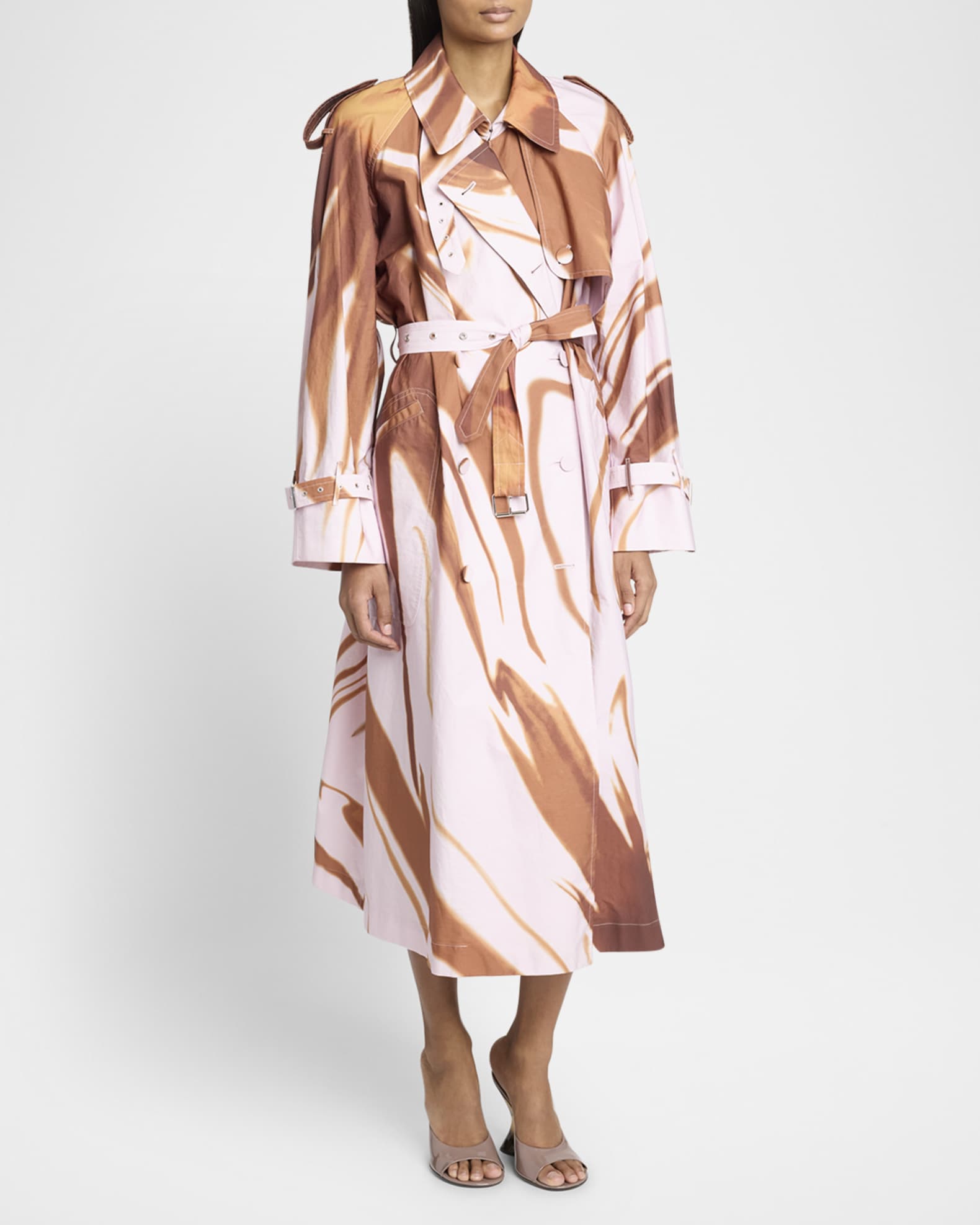 トレンチコート DRIES VAN NOTEN RISTO PRINTED COTTON TRENCH COAT Dries Van Noten Risto Abstract-Print Belted Trench Coat