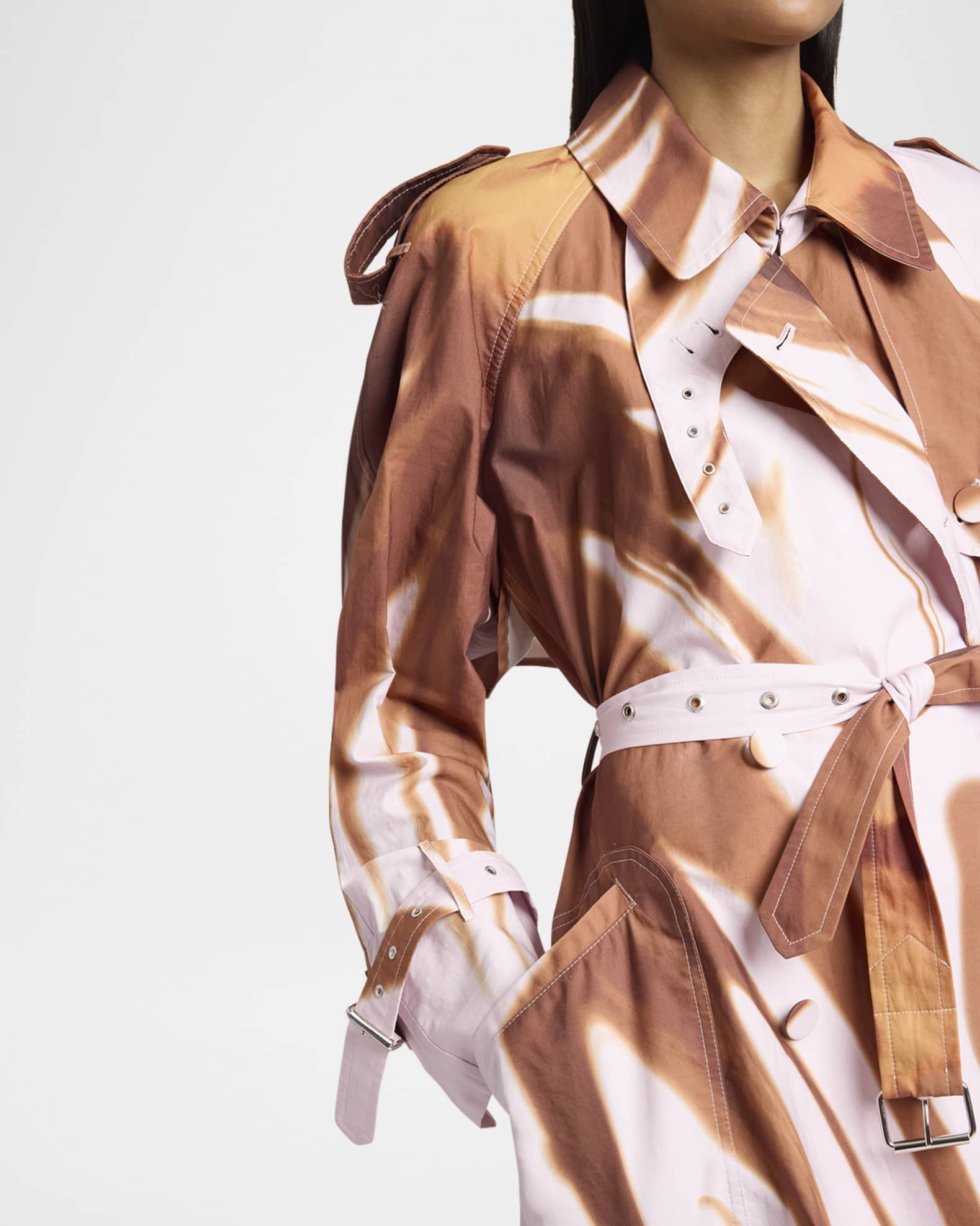 ワンピース DRIES VAN NOTEN RISTO PRINTED TRENCH COAT Dries Van Noten Risto Print Belted Cotton Poplin Trench Coat