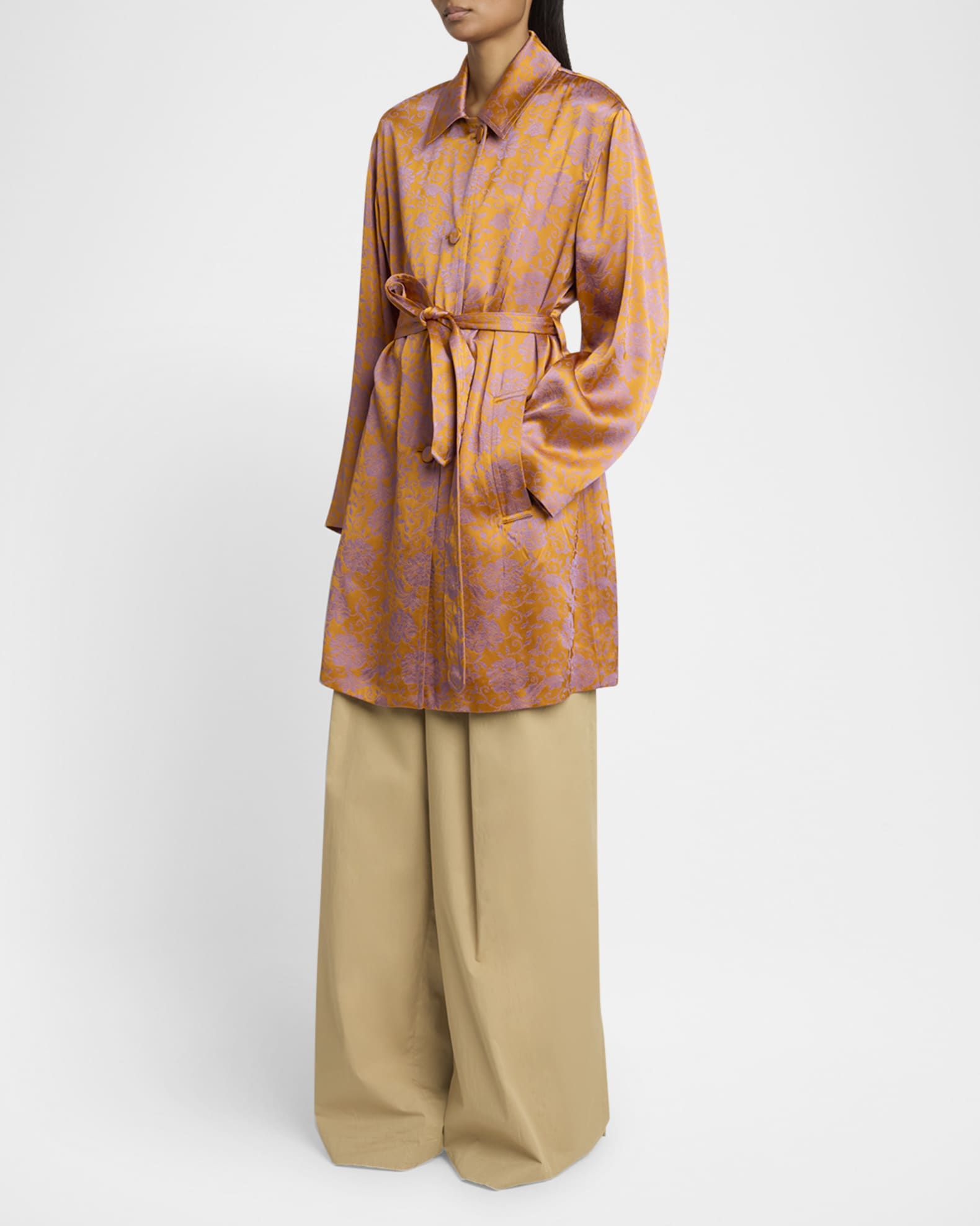 Ramblas Floral Jacquard Belted Coat 1