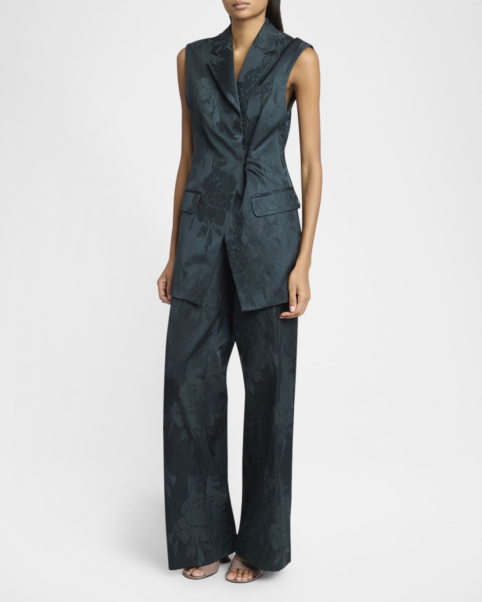 Bimbi Metallic Floral Jacquard Tailored Vest 1