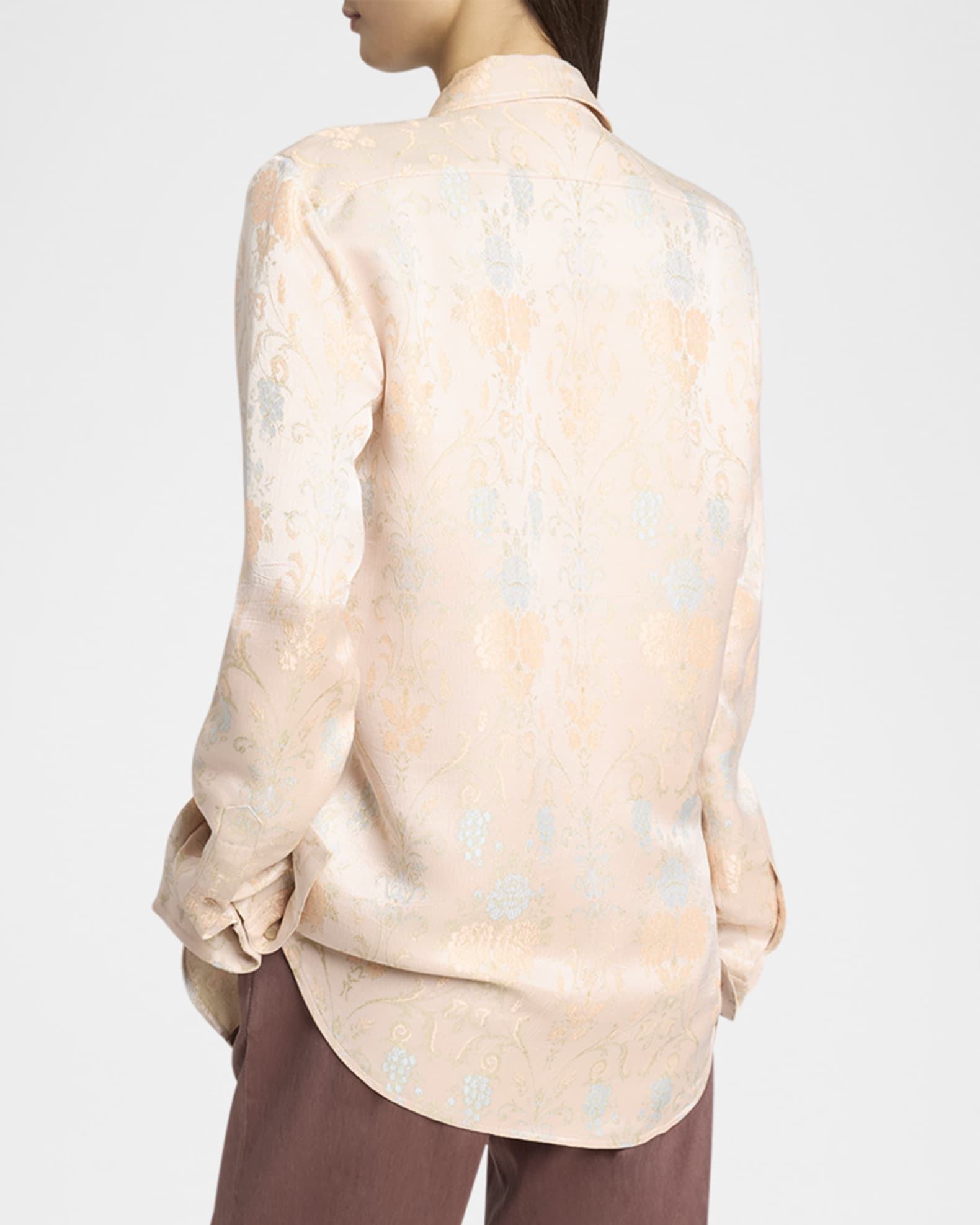 Tシャツ・カットソー Dries Van Noten Dries Van Noten Celina Shirt Dries Van Noten Celina Floral Jacquard Snap-Front Shirt