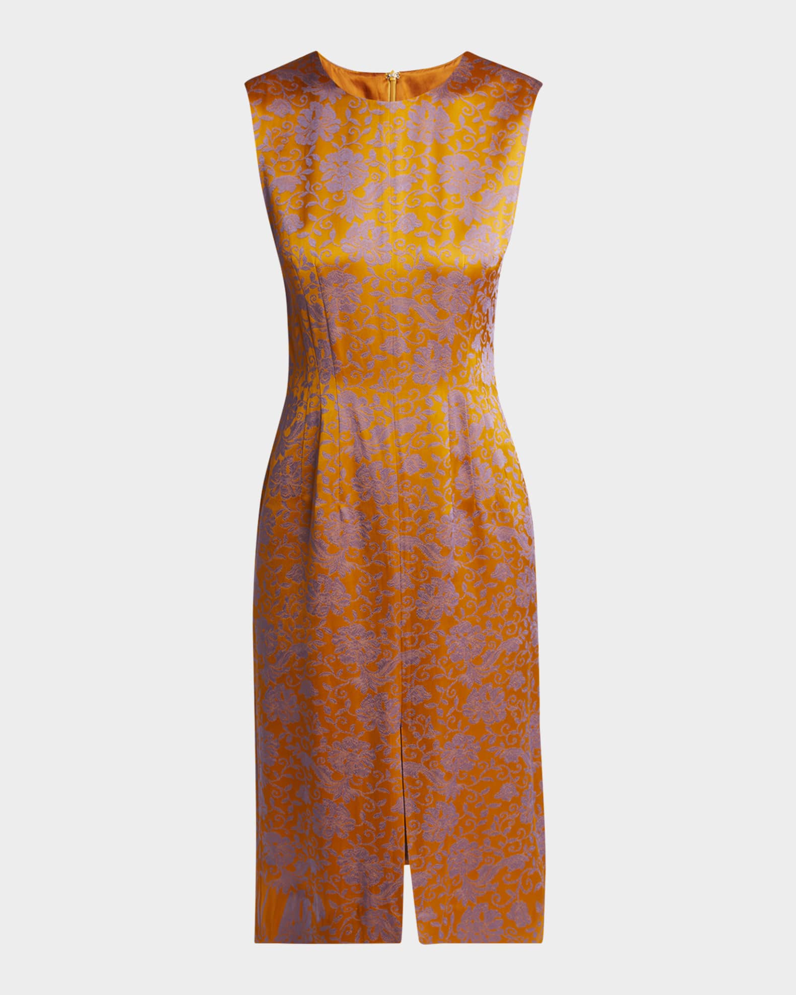 【送料&関税込】Dries Van Noten Midi Dress Fuchsia Gathered printed crepe midi dress | DRIES VAN NOTEN