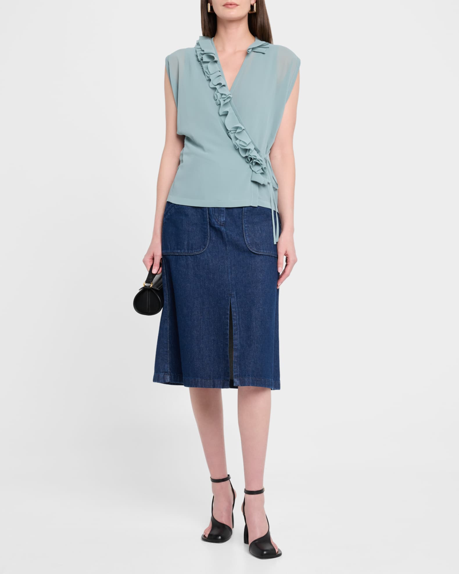 Dries Van Noten Clematis Ruffle Sleeveless Wrap Top | Neiman
