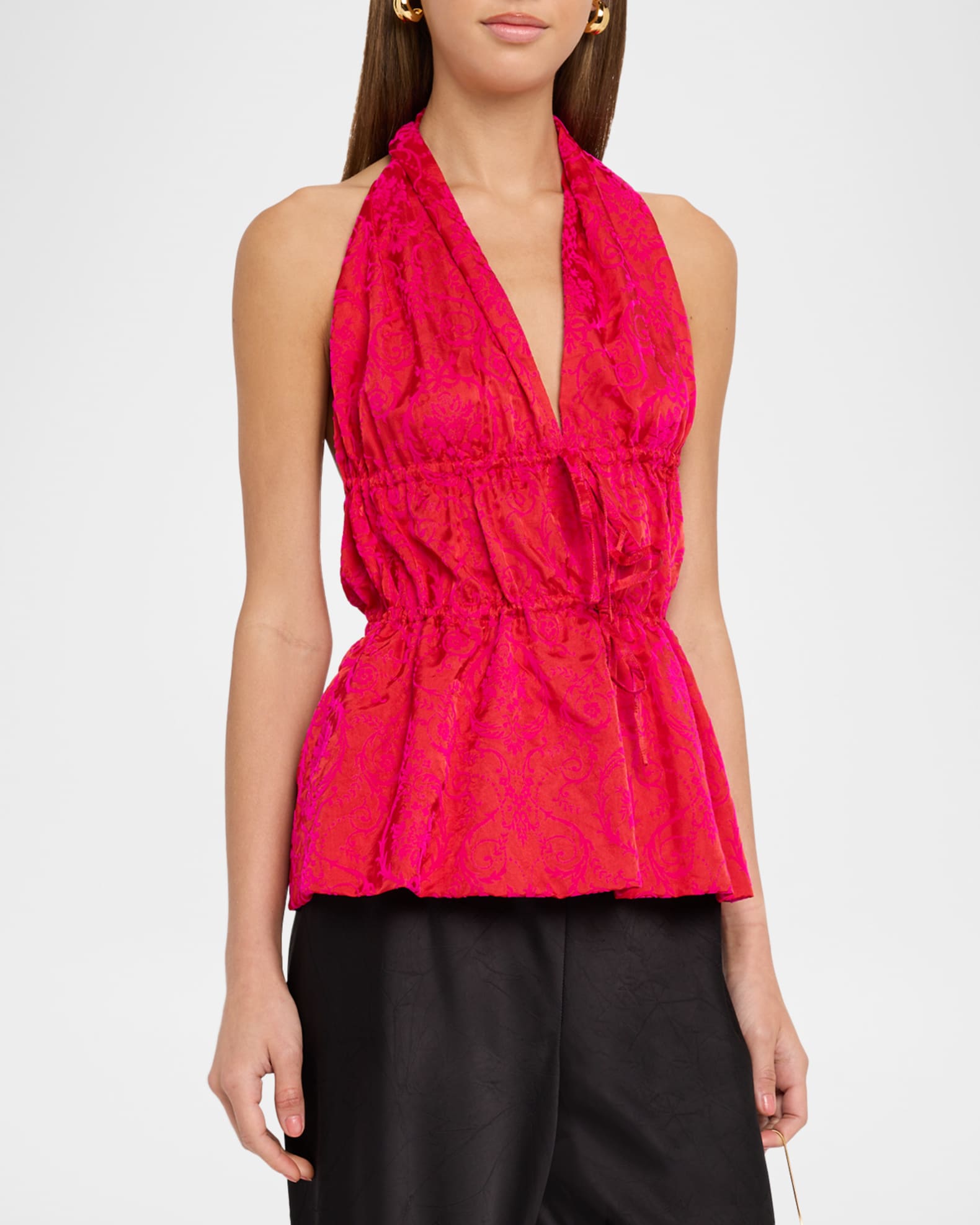 Dries Van Noten Ceana Striped Tie Halter Top | Neiman Marcus