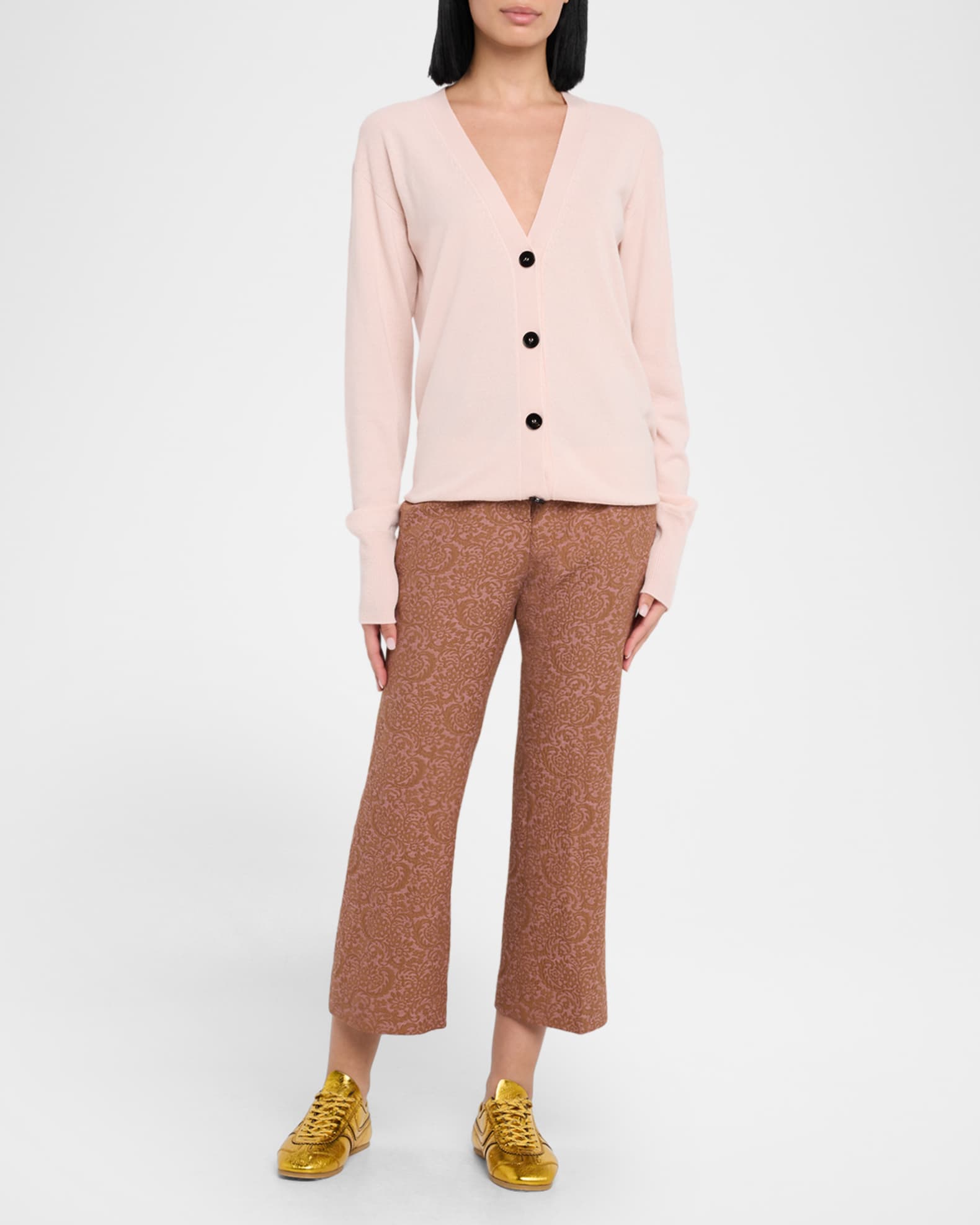 Paloma Brocade Straight-Leg Ankle Pants 1