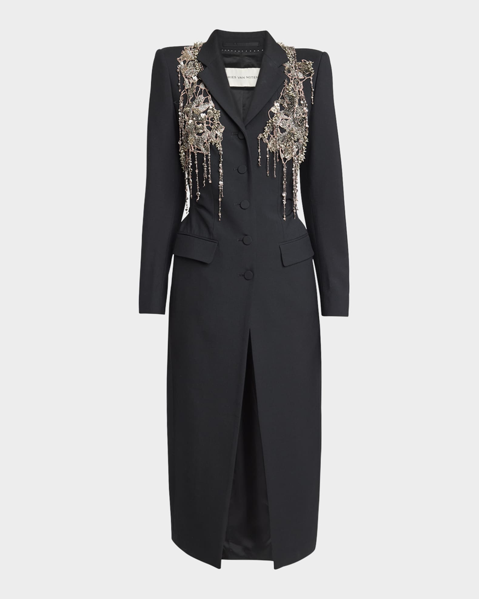 Dries Van Noten Rilly Long Embellished Coat | Neiman Marcus