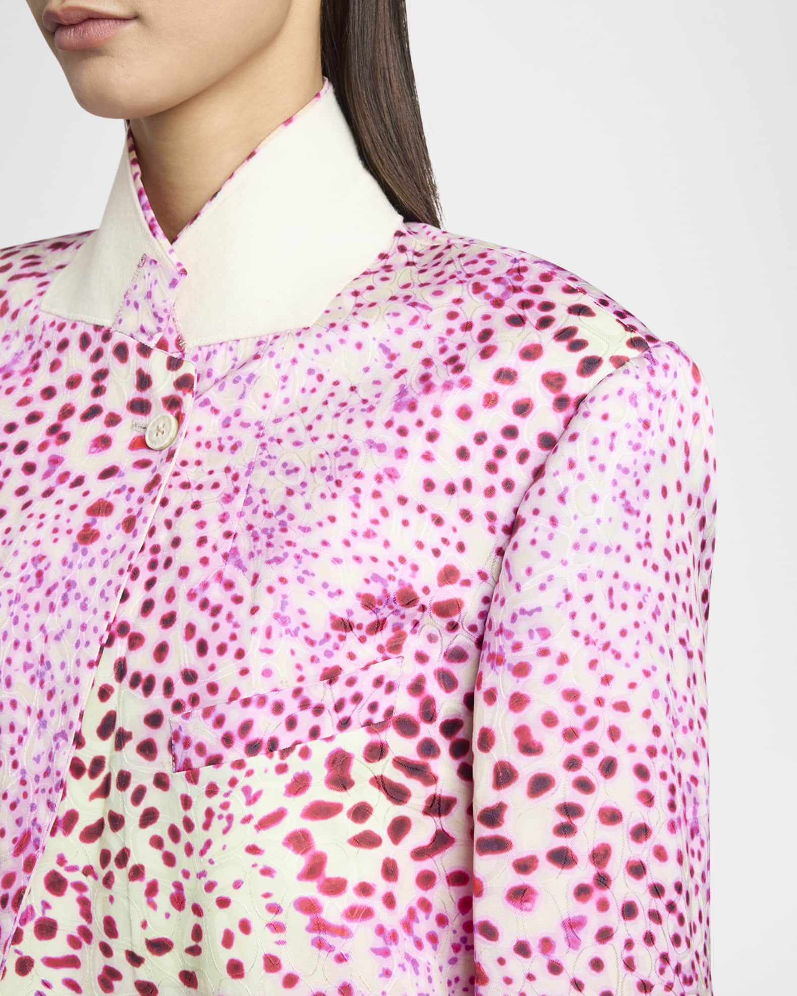 Dries Van Noten Vasti Printed Stand Collar Jacket | Neiman