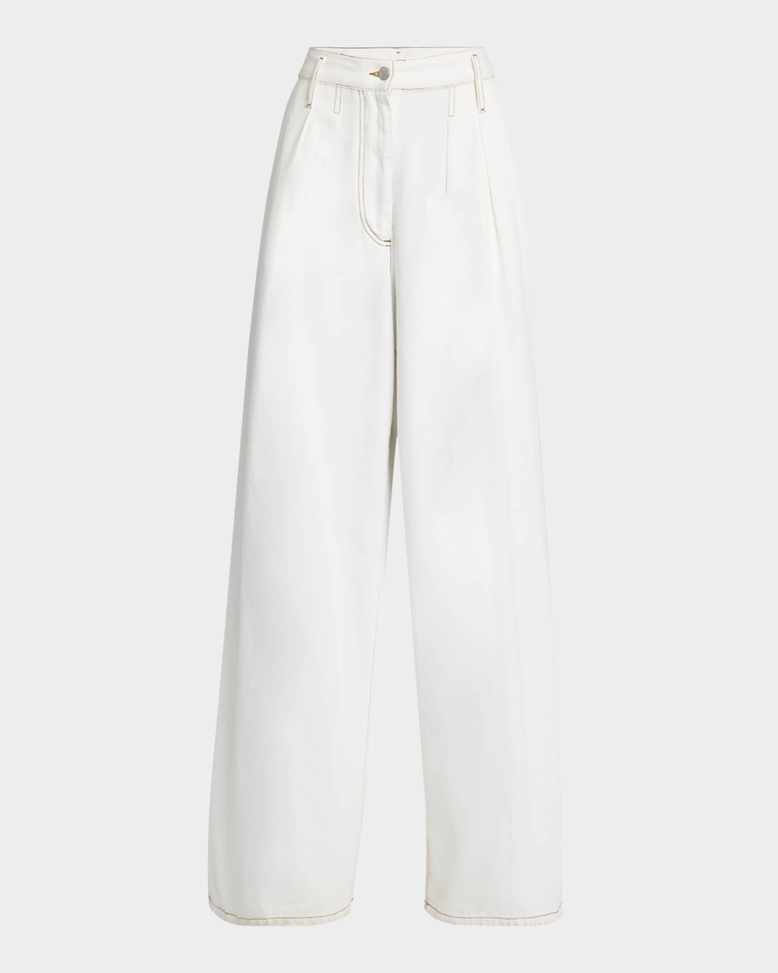 Dries Van Noten Pamplona Pleated Denim Wide-Leg Pants