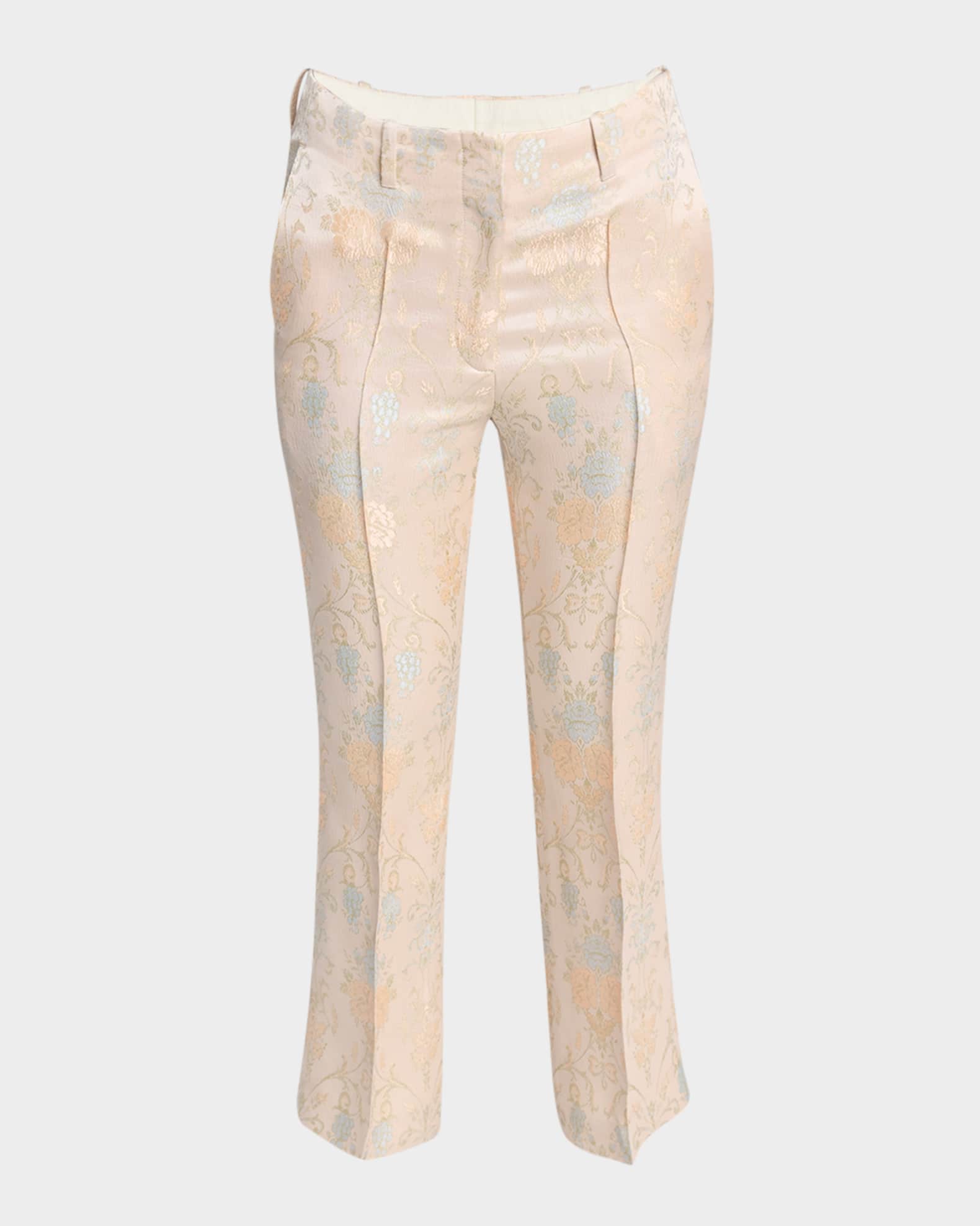 Paloma Floral Jacquard Straight-Leg Ankle Pants 0