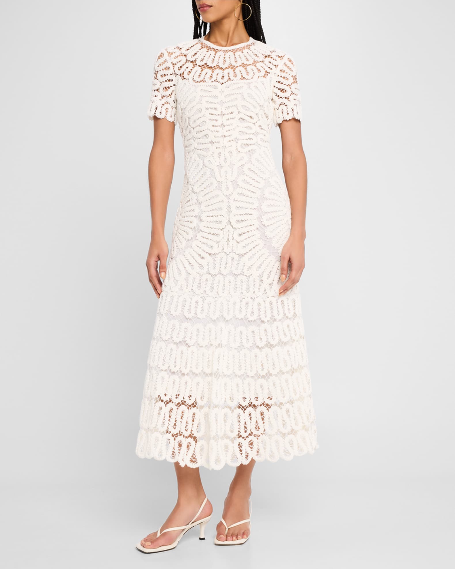 Lorelai Crochet-Embroidered Midi Dress 1