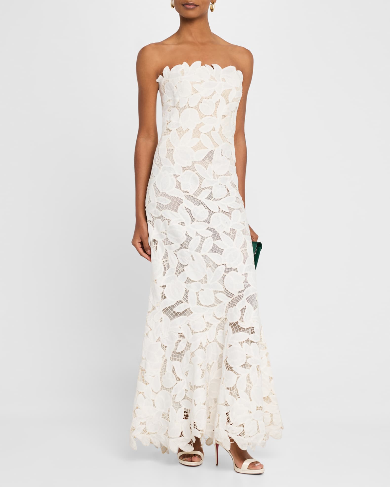 SIMKHAI Valletta Strapless Floral Lace Maxi Dress | Neiman