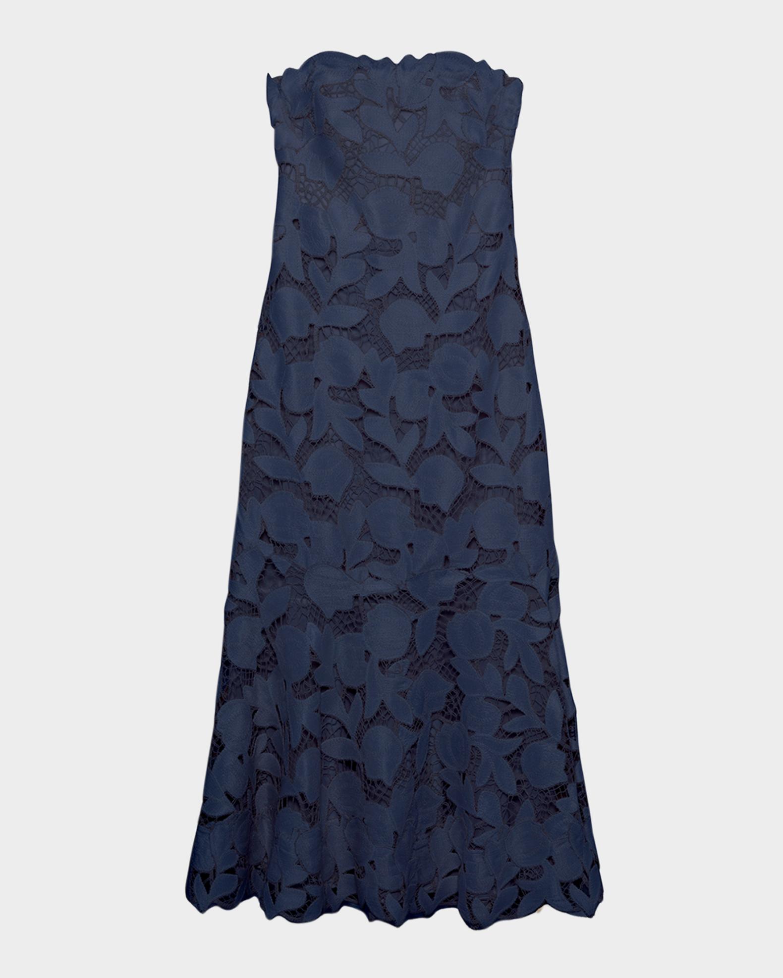simkhai valletta strapless floral lace maxi dress SIMKHAI Women's Valletta Bustier Midi-Dress - White Multi