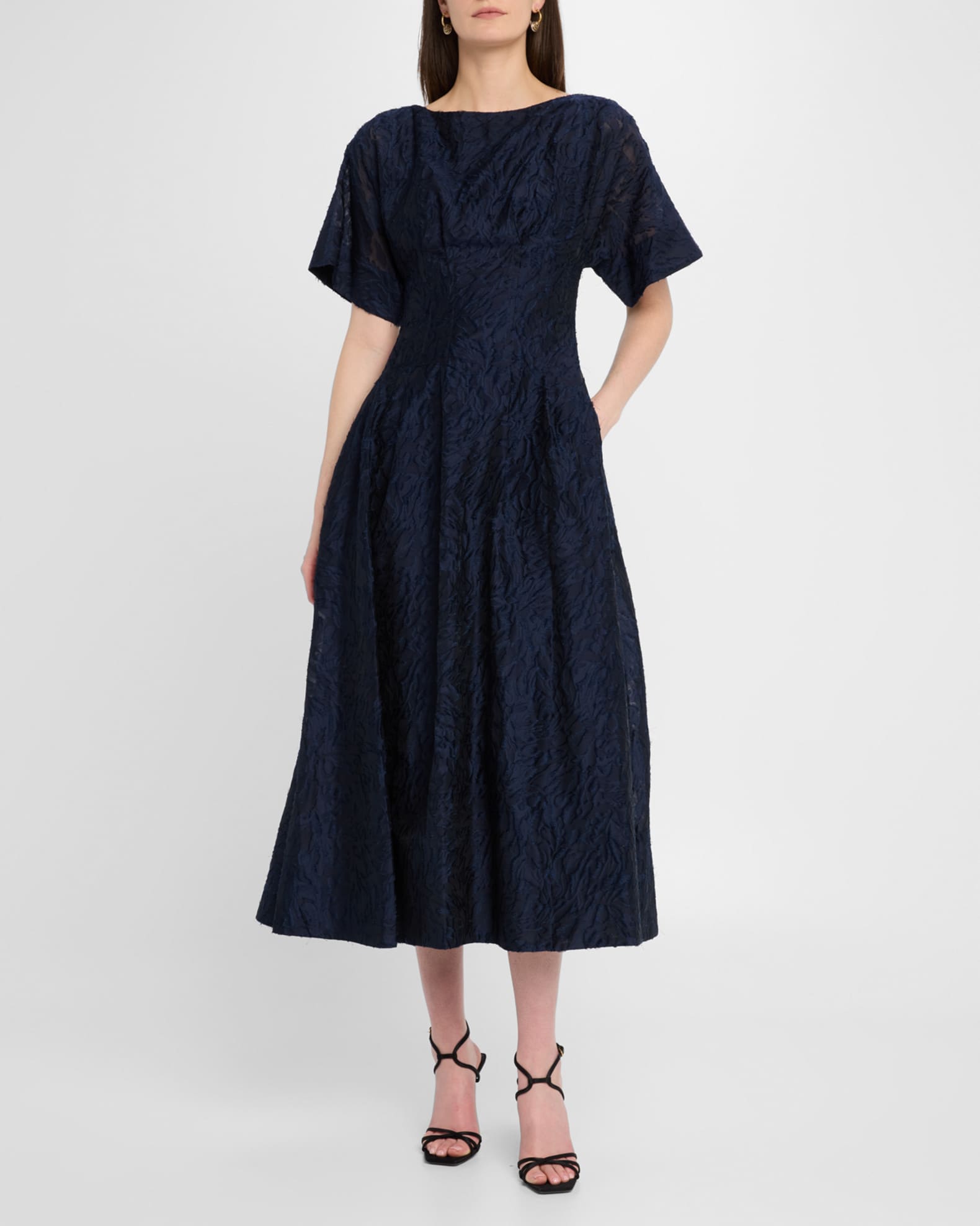 Rosalie Pleated Fil Coupe Midi Dress 1