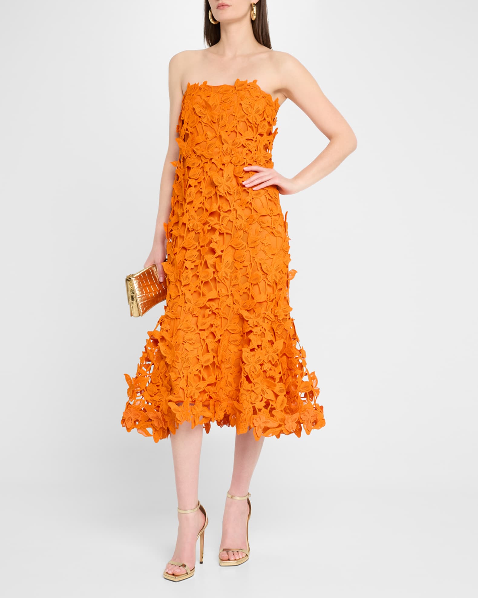 Fleurella Strapless Lace Midi Dress 1