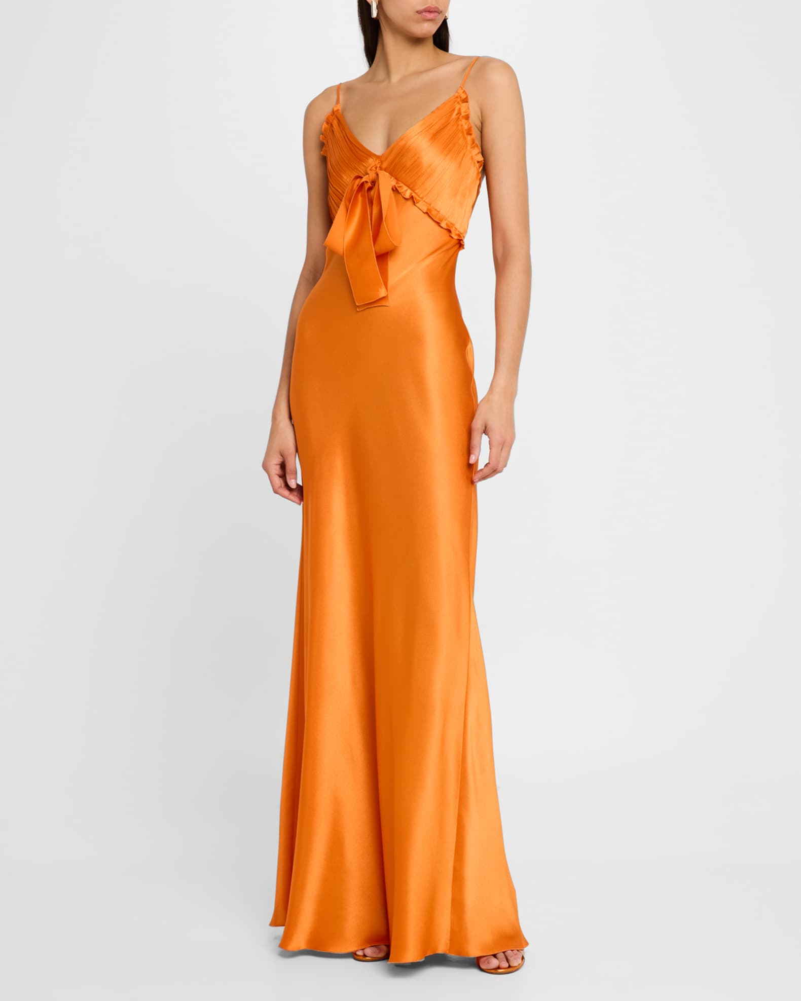 Pleated Bow Satin Gown 1