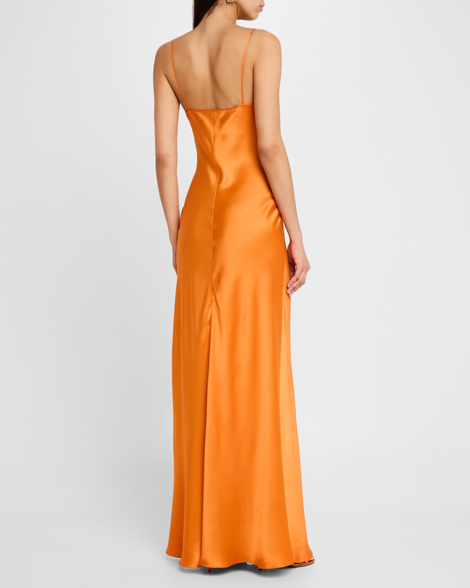 Alberta Ferretti Pleated Bow Satin Gown | Neiman Marcus
